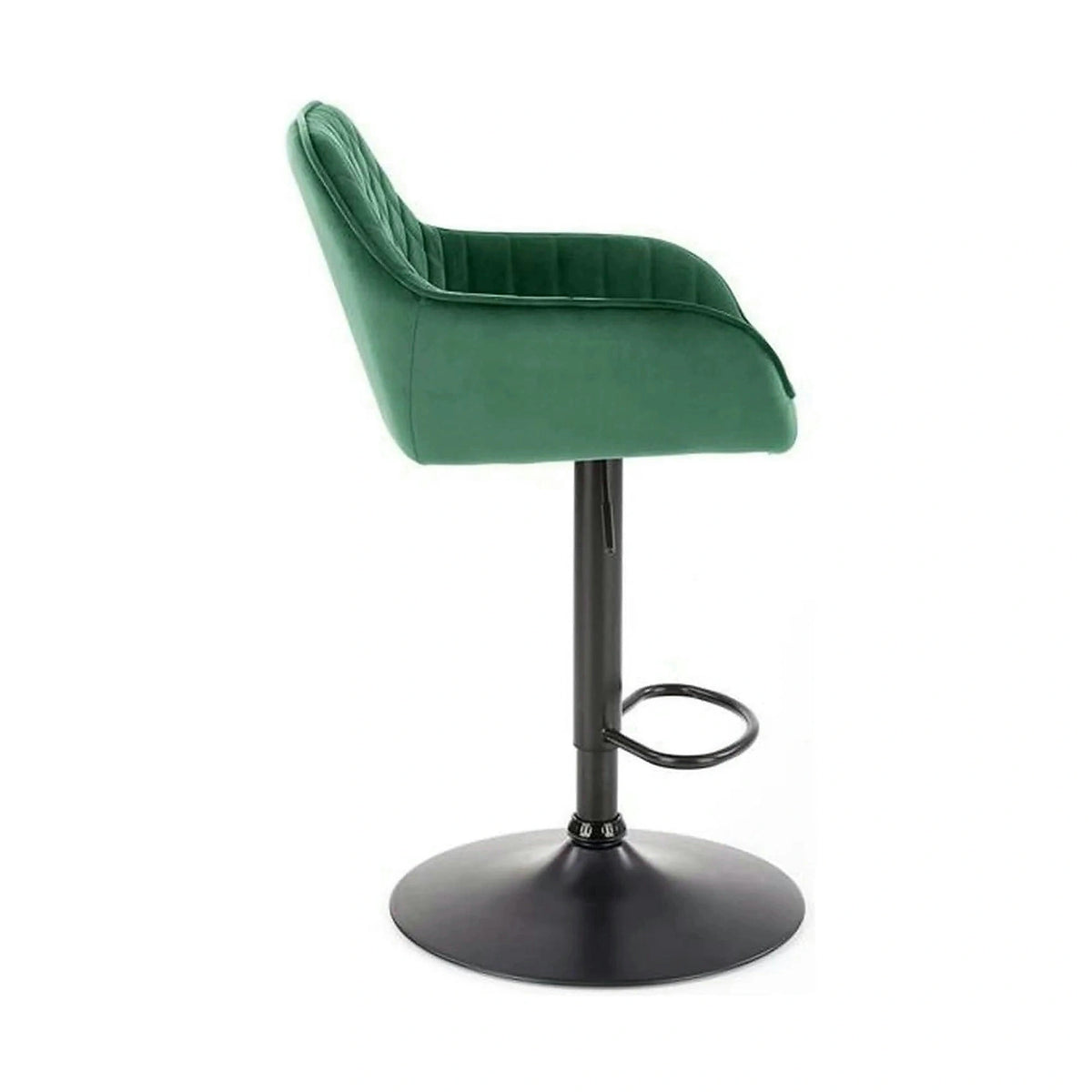 Scaun bar H103, verde inchis/negru, stofa catifelata/otel, 55x55x92/114 cm