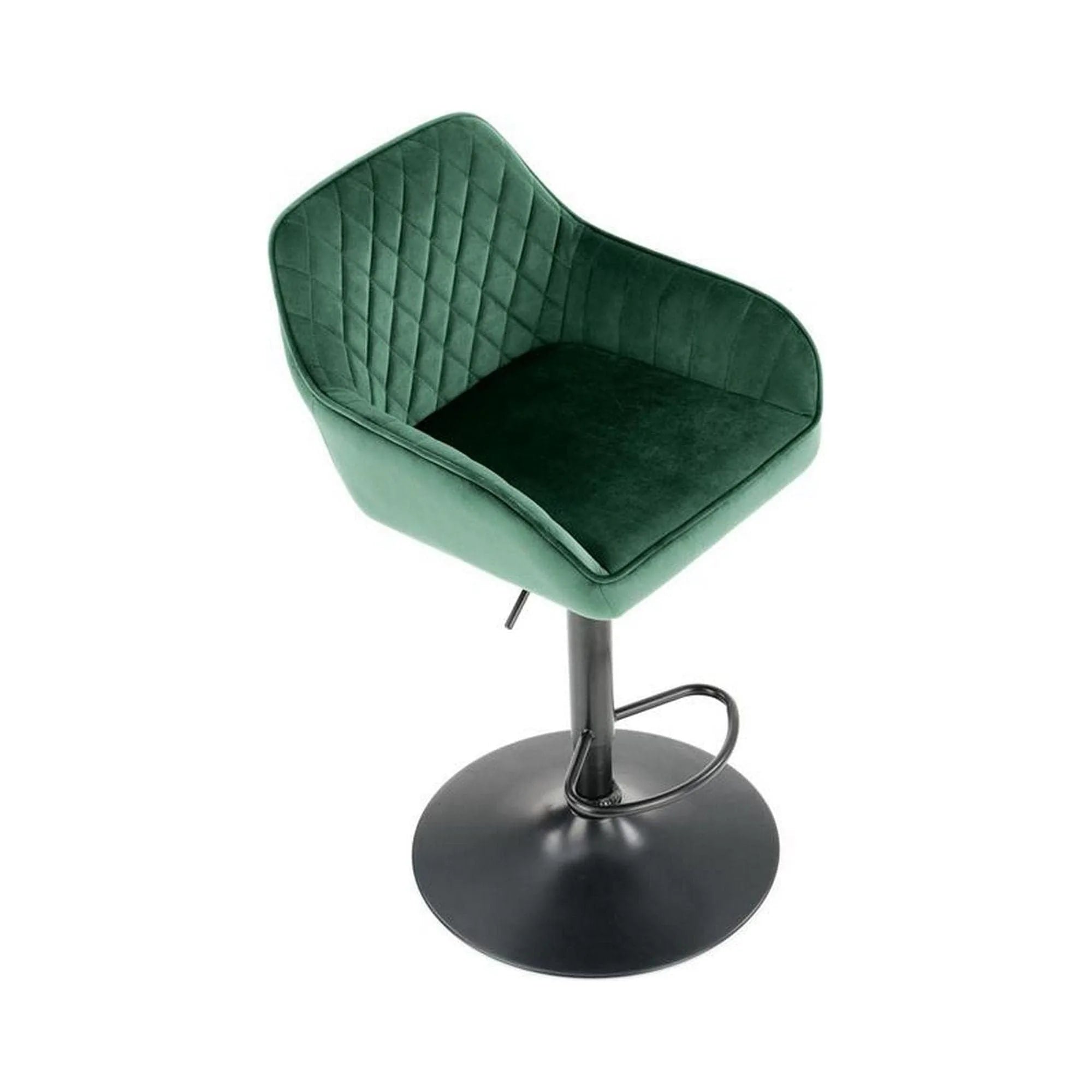 Scaun bar H103, verde inchis/negru, stofa catifelata/otel, 55x55x92/114 cm