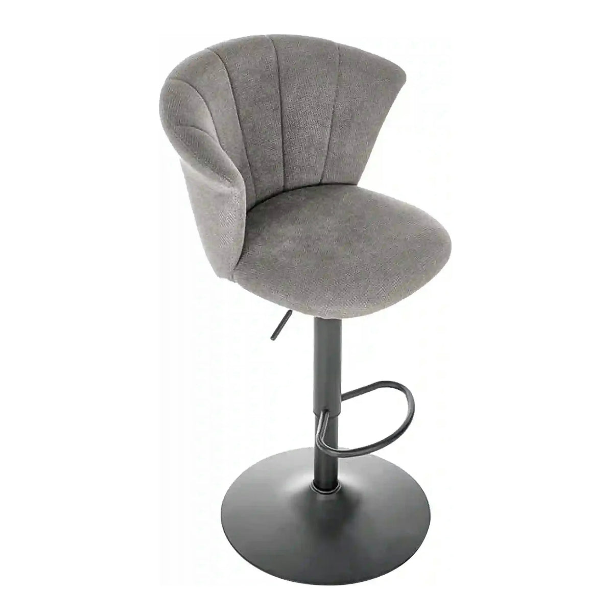 Scaun bar H104, gri/negru, stofa/otel, 55x53x90/112 cm