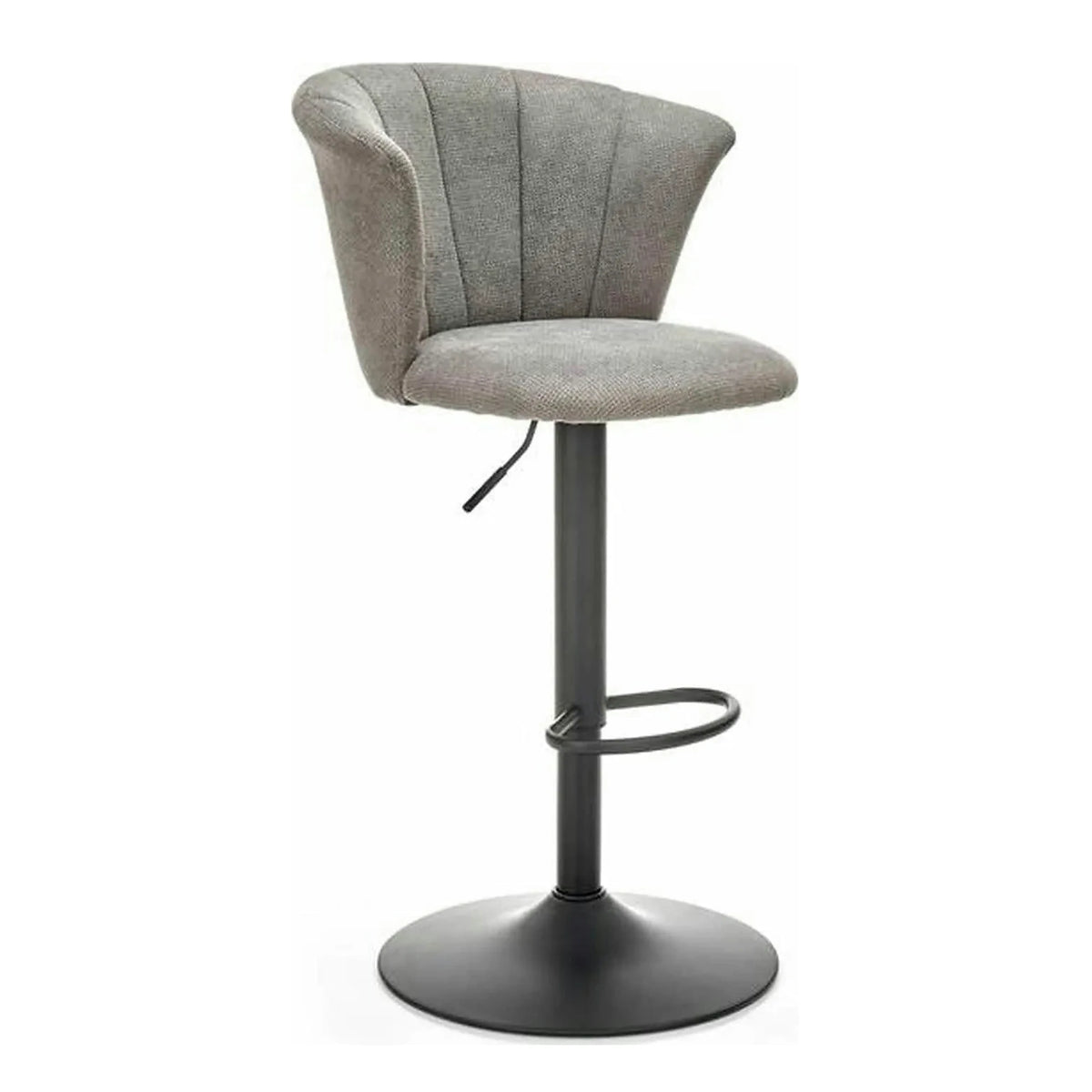 Scaun bar H104, gri/negru, stofa/otel, 55x53x90/112 cm