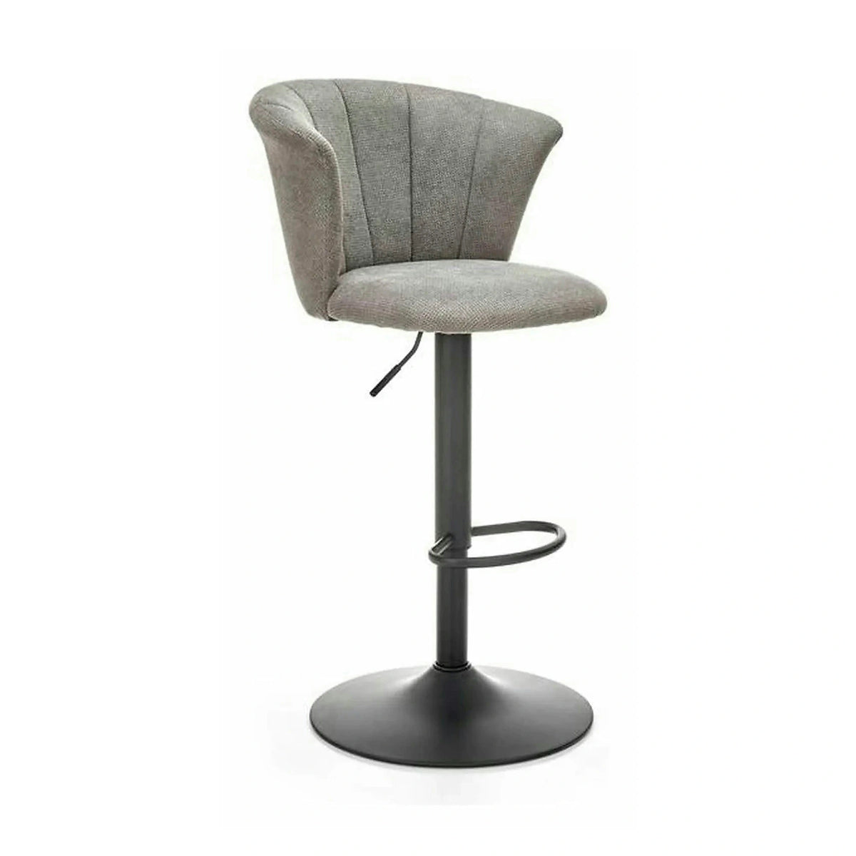 Scaun bar H104, gri/negru, stofa/otel, 55x53x90/112 cm