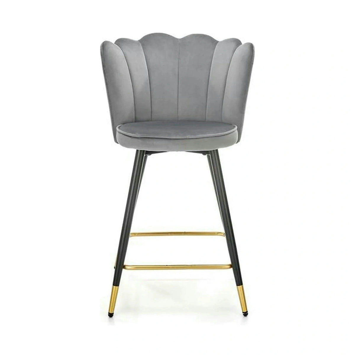 Scaun bar H106, gri/negru, stofa catifelata/otel, 55x58x96 cm