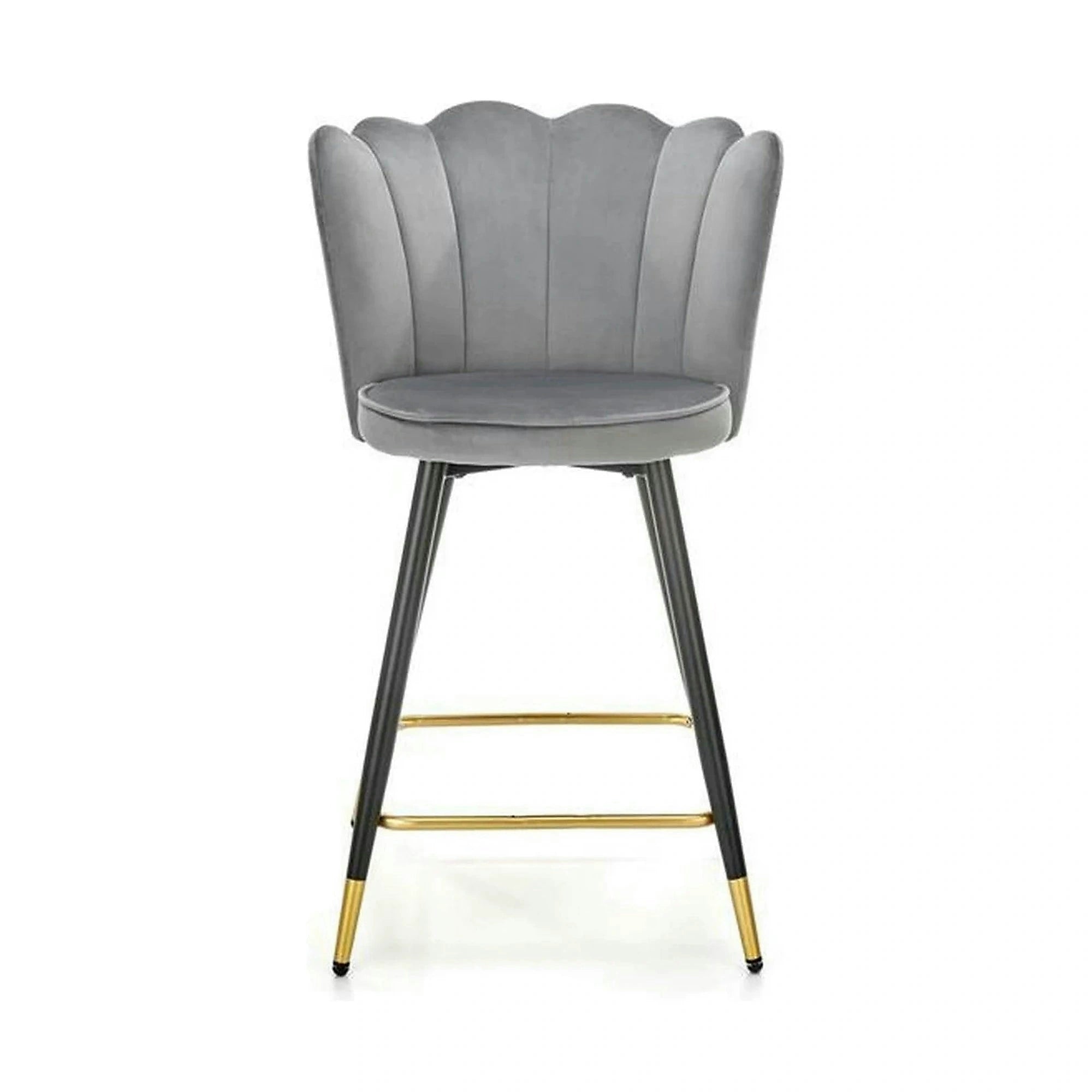 Scaun bar H106, gri/negru, stofa catifelata/otel, 55x58x96 cm