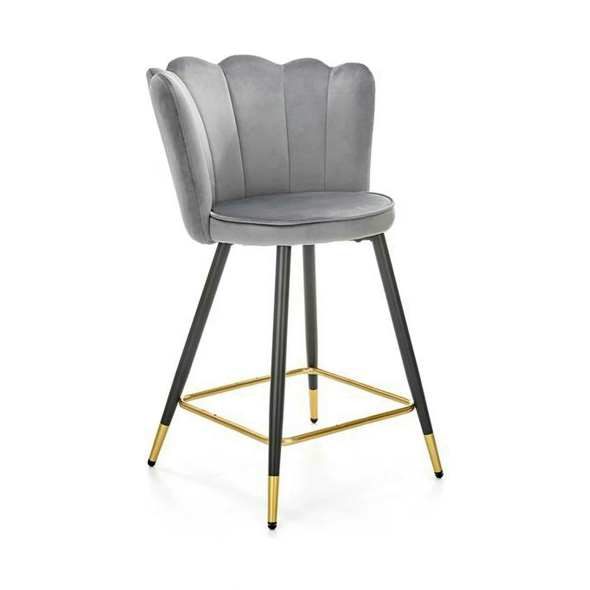 Scaun bar H106, gri/negru, stofa catifelata/otel, 55x58x96 cm