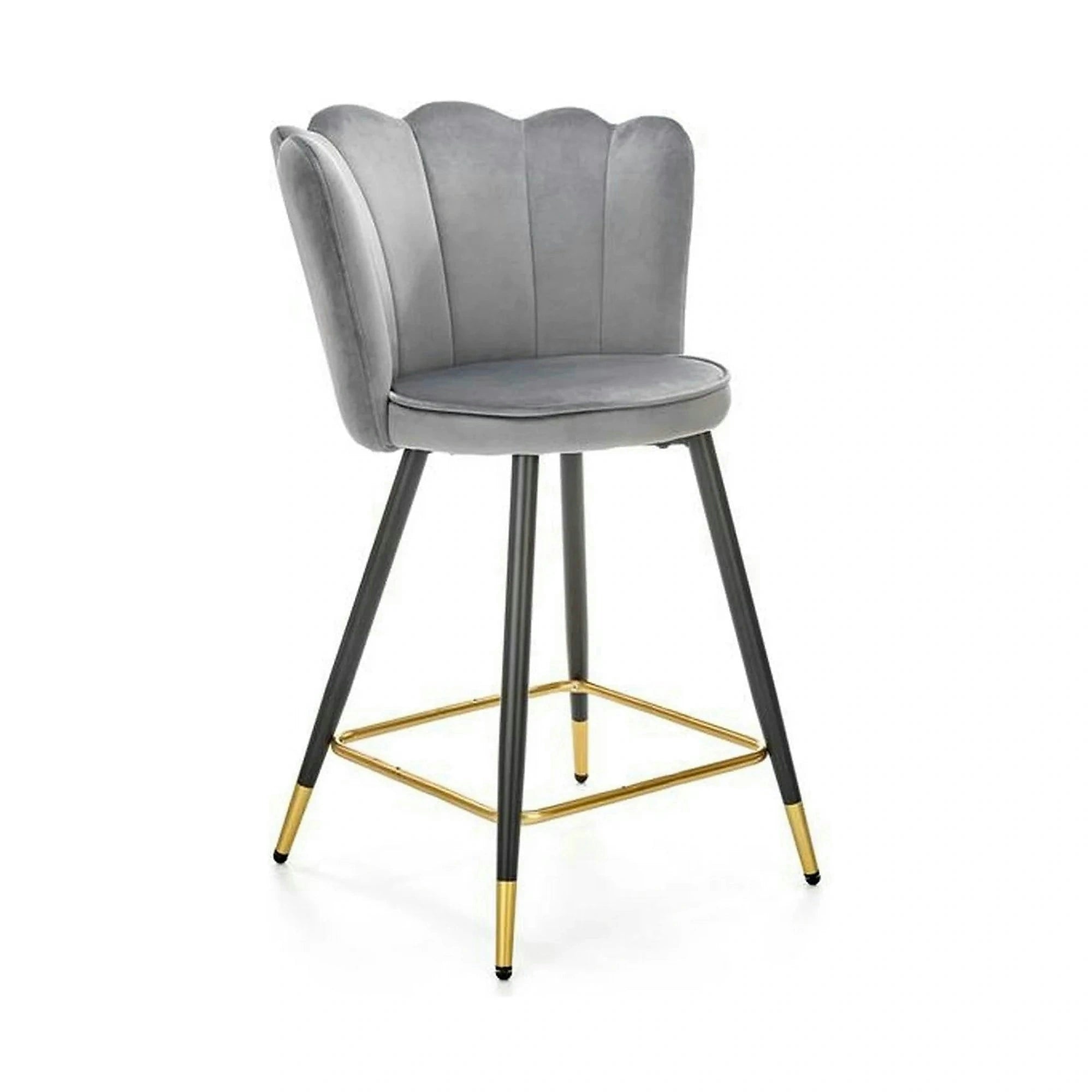 Scaun bar H106, gri/negru, stofa catifelata/otel, 55x58x96 cm