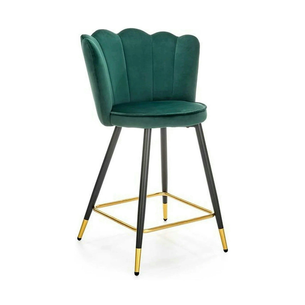 Scaun bar H106, verde/negru, stofa catifelata/otel, 58x58x96 cm