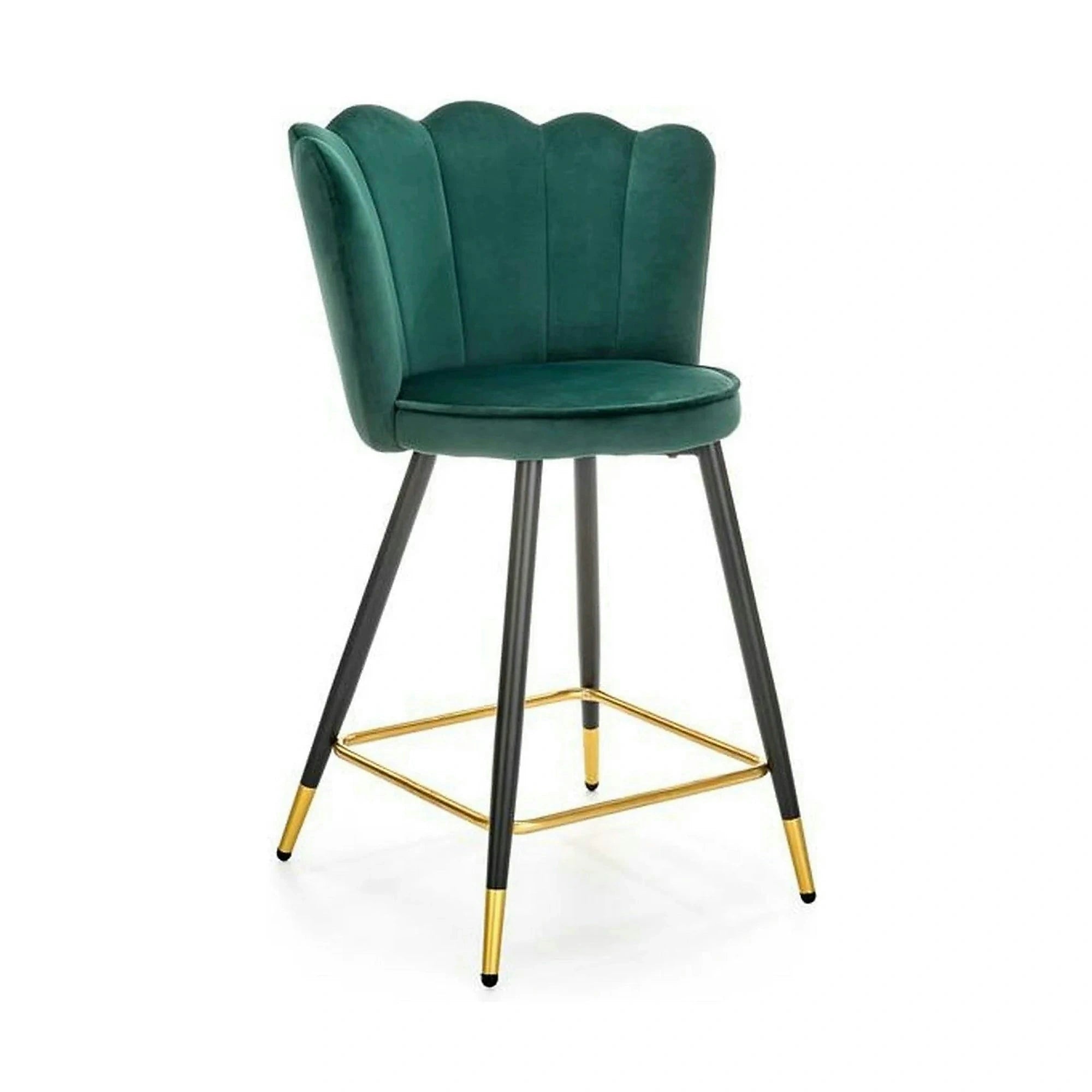 Scaun bar H106, verde/negru, stofa catifelata/otel, 58x58x96 cm