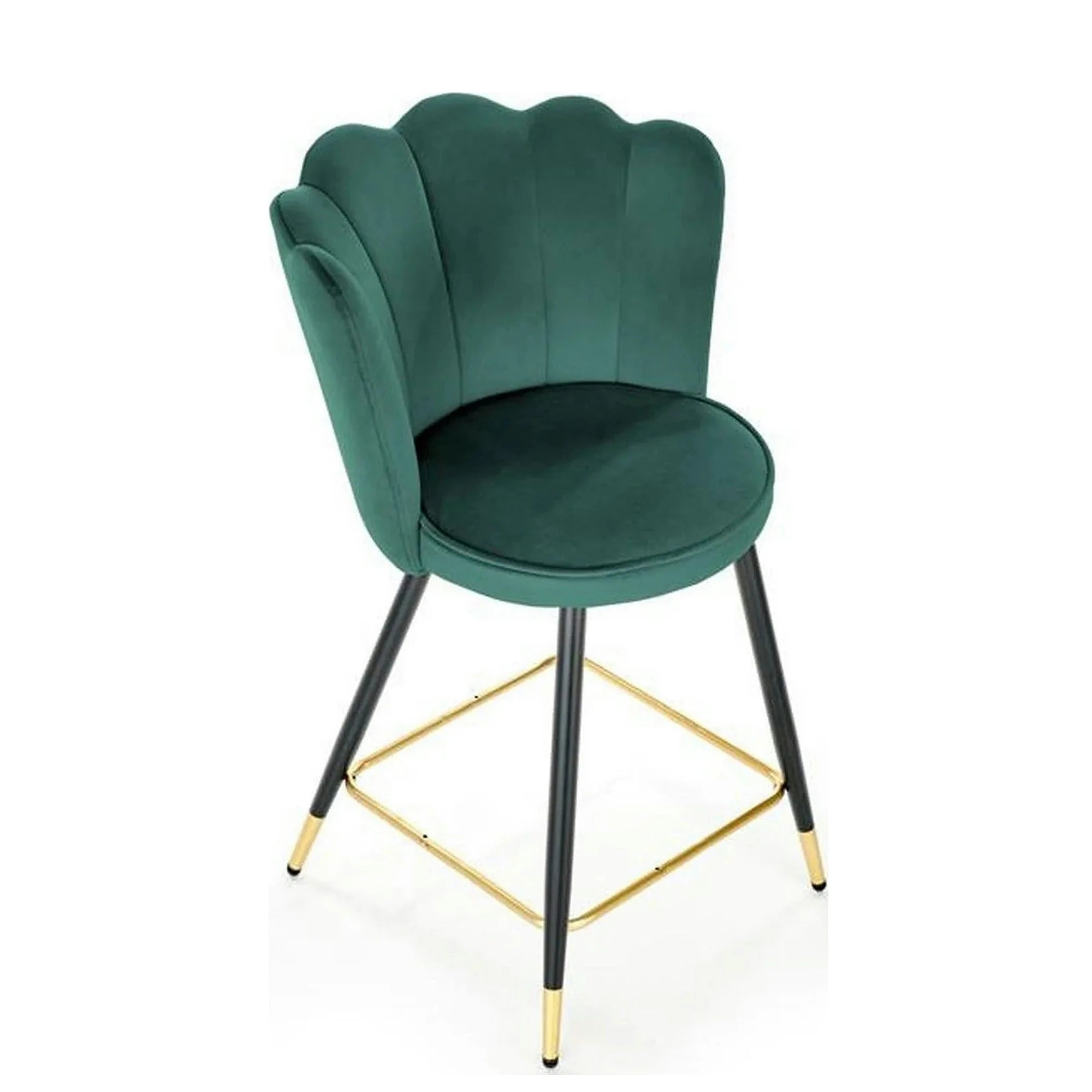 Scaun bar H106, verde/negru, stofa catifelata/otel, 58x58x96 cm