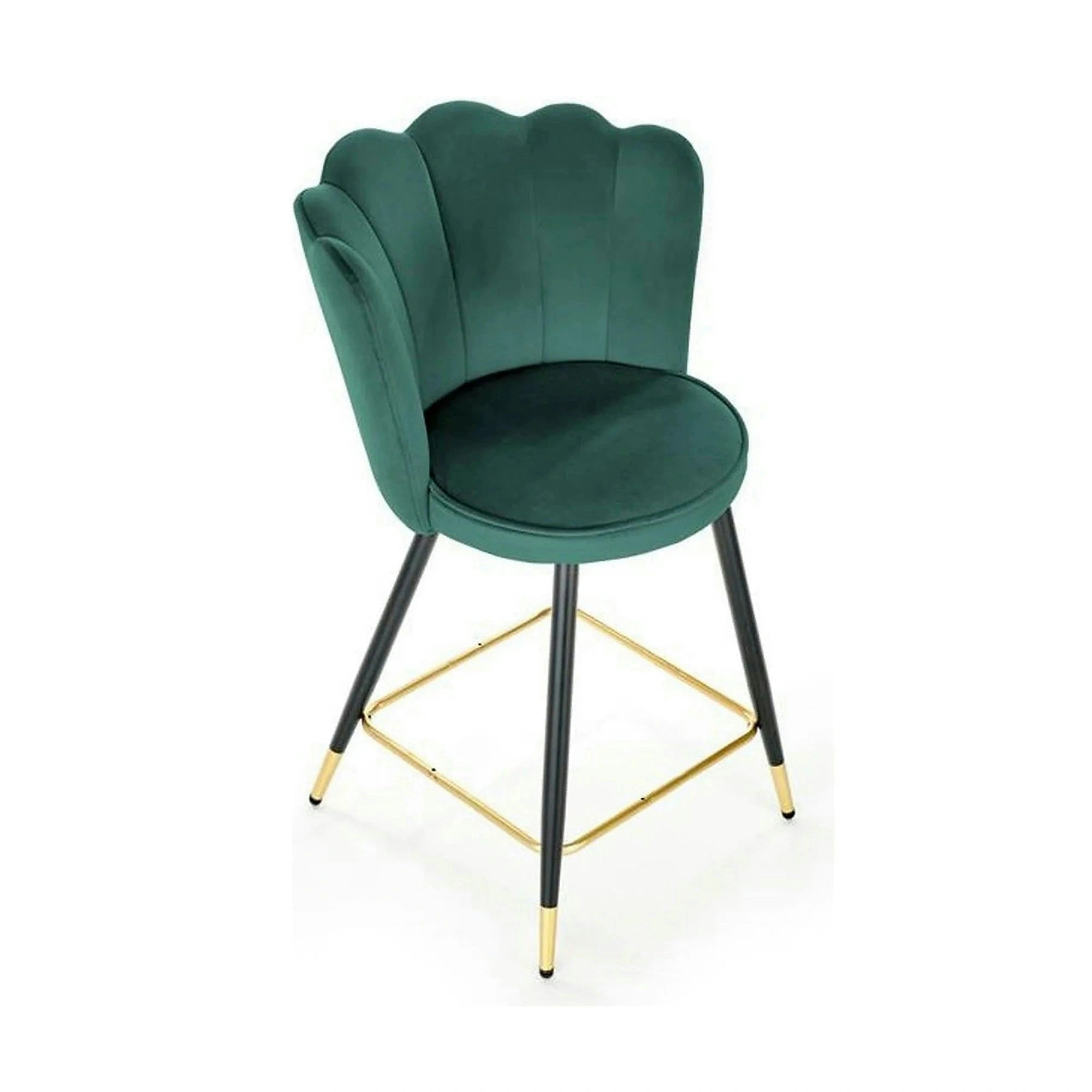 Scaun bar H106, verde/negru, stofa catifelata/otel, 58x58x96 cm