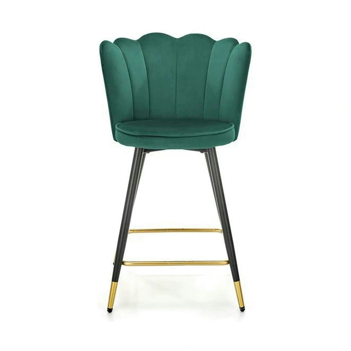 Scaun bar H106, verde/negru, stofa catifelata/otel, 58x58x96 cm