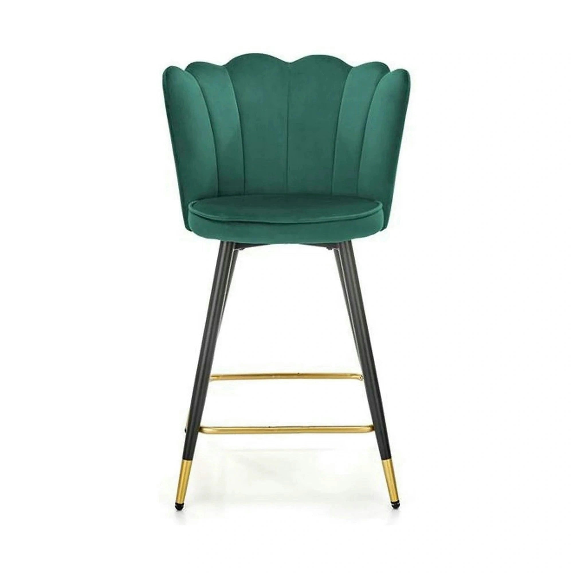 Scaun bar H106, verde/negru, stofa catifelata/otel, 58x58x96 cm