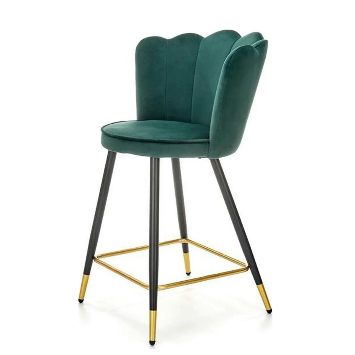 Scaun bar H106, verde/negru, stofa catifelata/otel, 58x58x96 cm