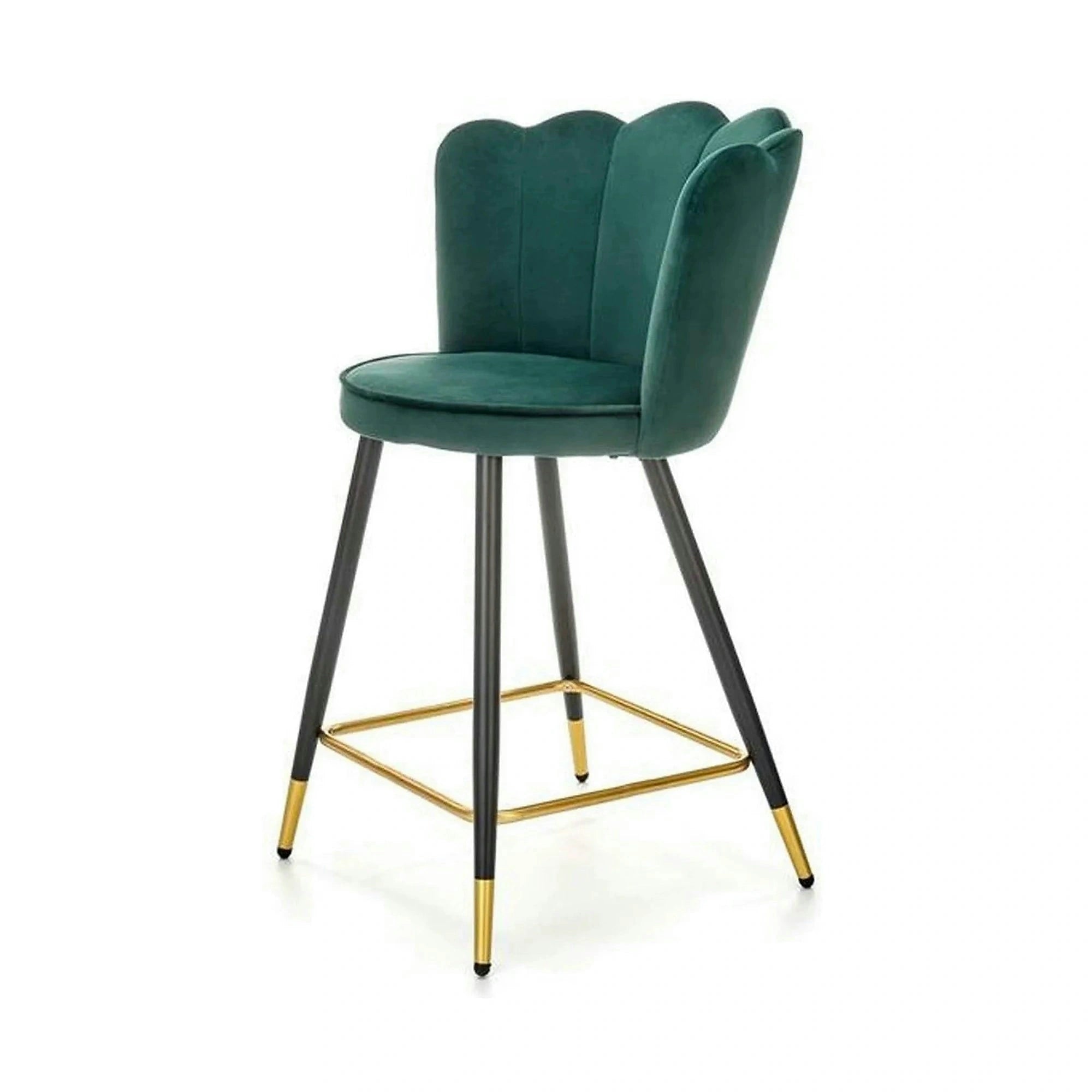 Scaun bar H106, verde/negru, stofa catifelata/otel, 58x58x96 cm