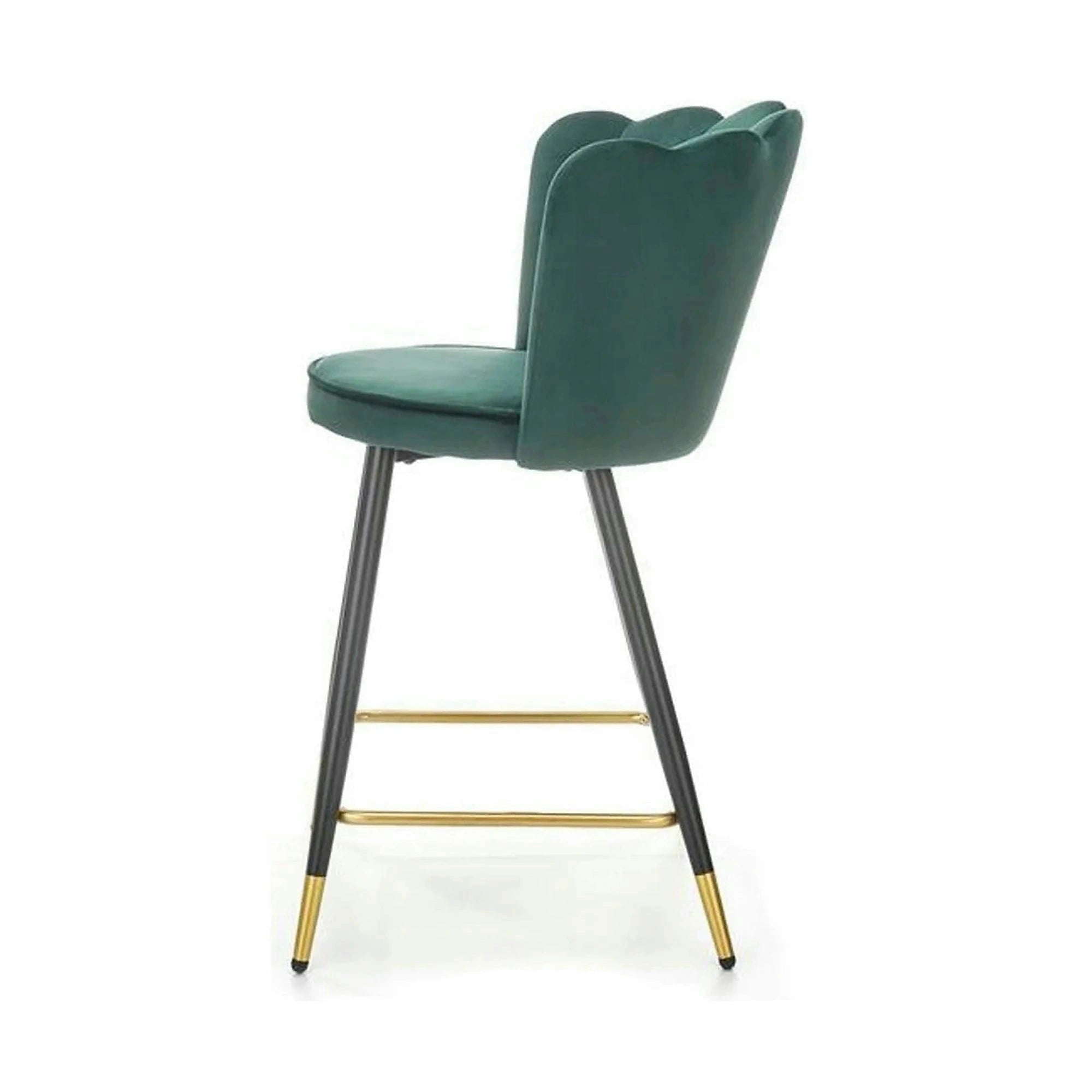 Scaun bar H106, verde/negru, stofa catifelata/otel, 58x58x96 cm