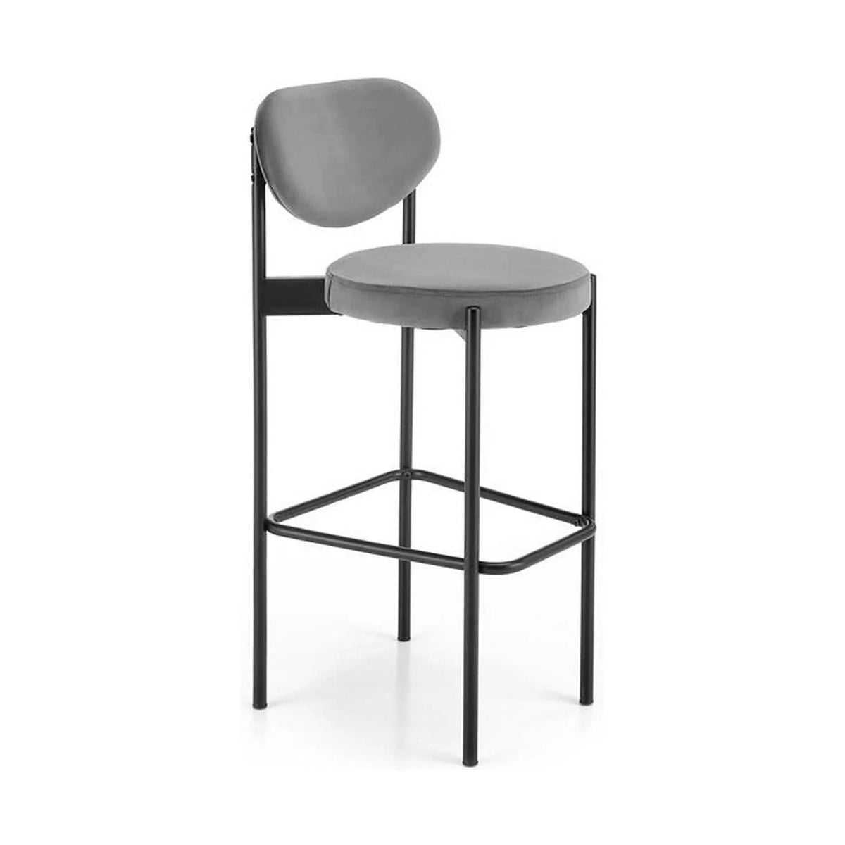 Scaun bar H108, gri - Bluvel 14/negru, stofa catifelata/otel, 42x48x92 cm