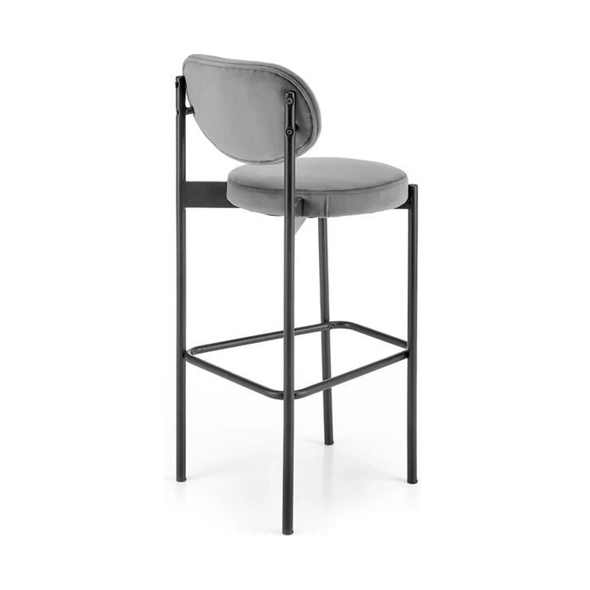 Scaun bar H108, gri - Bluvel 14/negru, stofa catifelata/otel, 42x48x92 cm