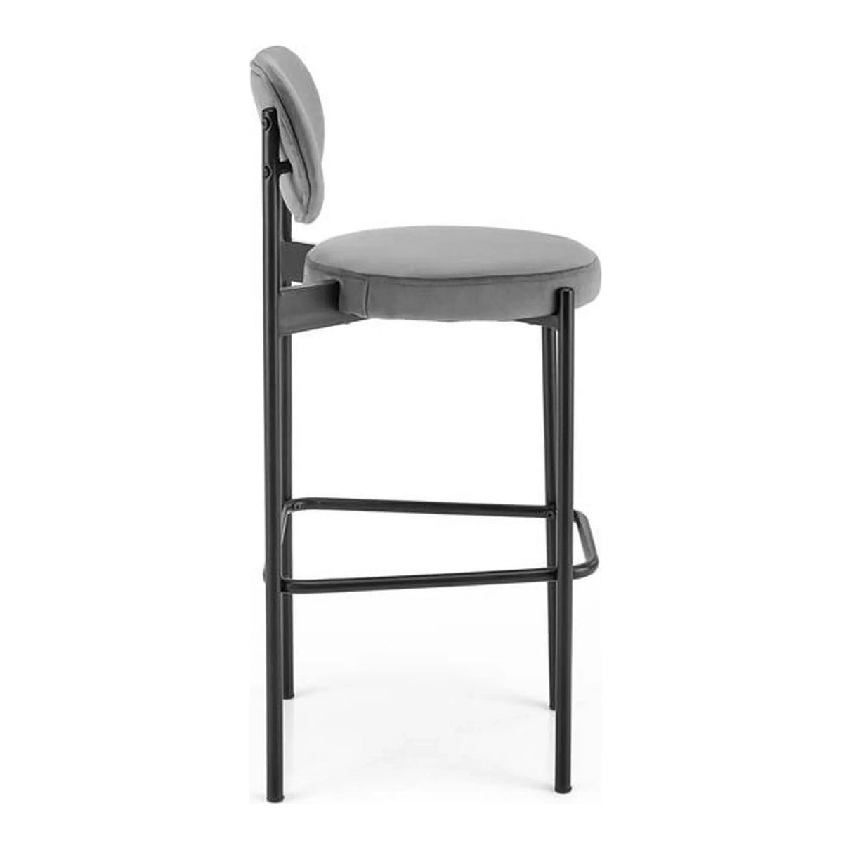 Scaun bar H108, gri - Bluvel 14/negru, stofa catifelata/otel, 42x48x92 cm