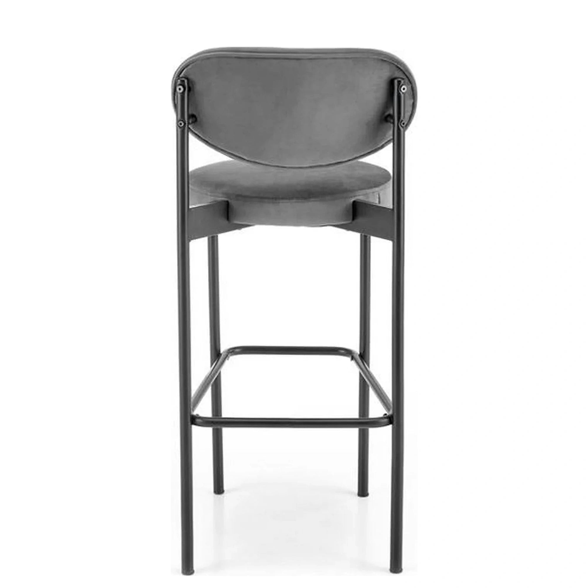 Scaun bar H108, gri - Bluvel 14/negru, stofa catifelata/otel, 42x48x92 cm