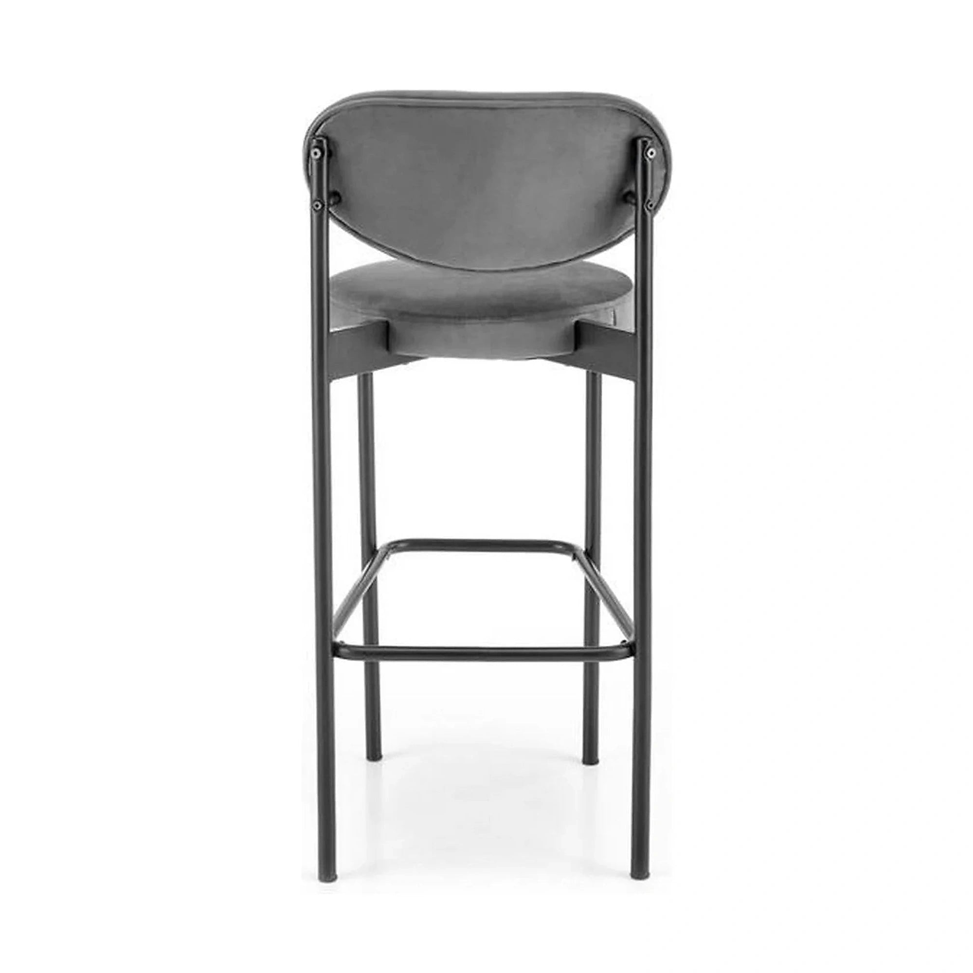 Scaun bar H108, gri - Bluvel 14/negru, stofa catifelata/otel, 42x48x92 cm