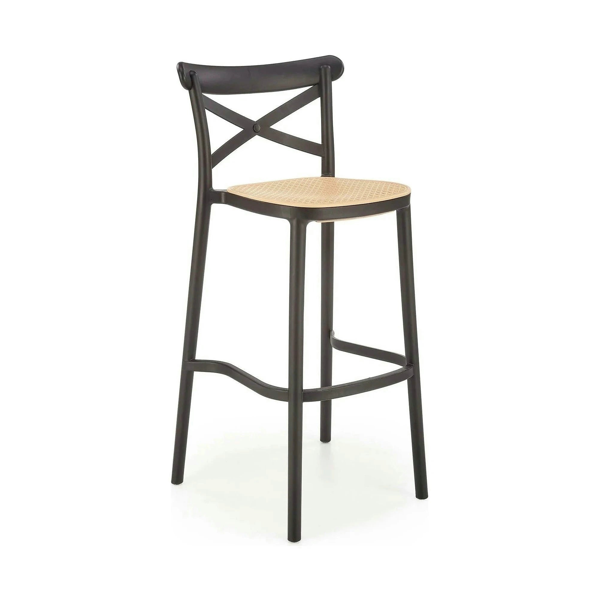 Scaun bar H111, crem/negru, polipropilena, 47x47x103 cm