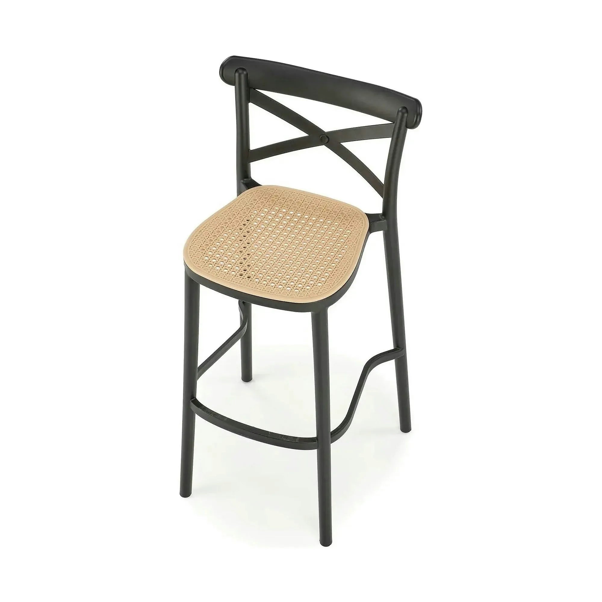 Scaun bar H111, crem/negru, polipropilena, 47x47x103 cm