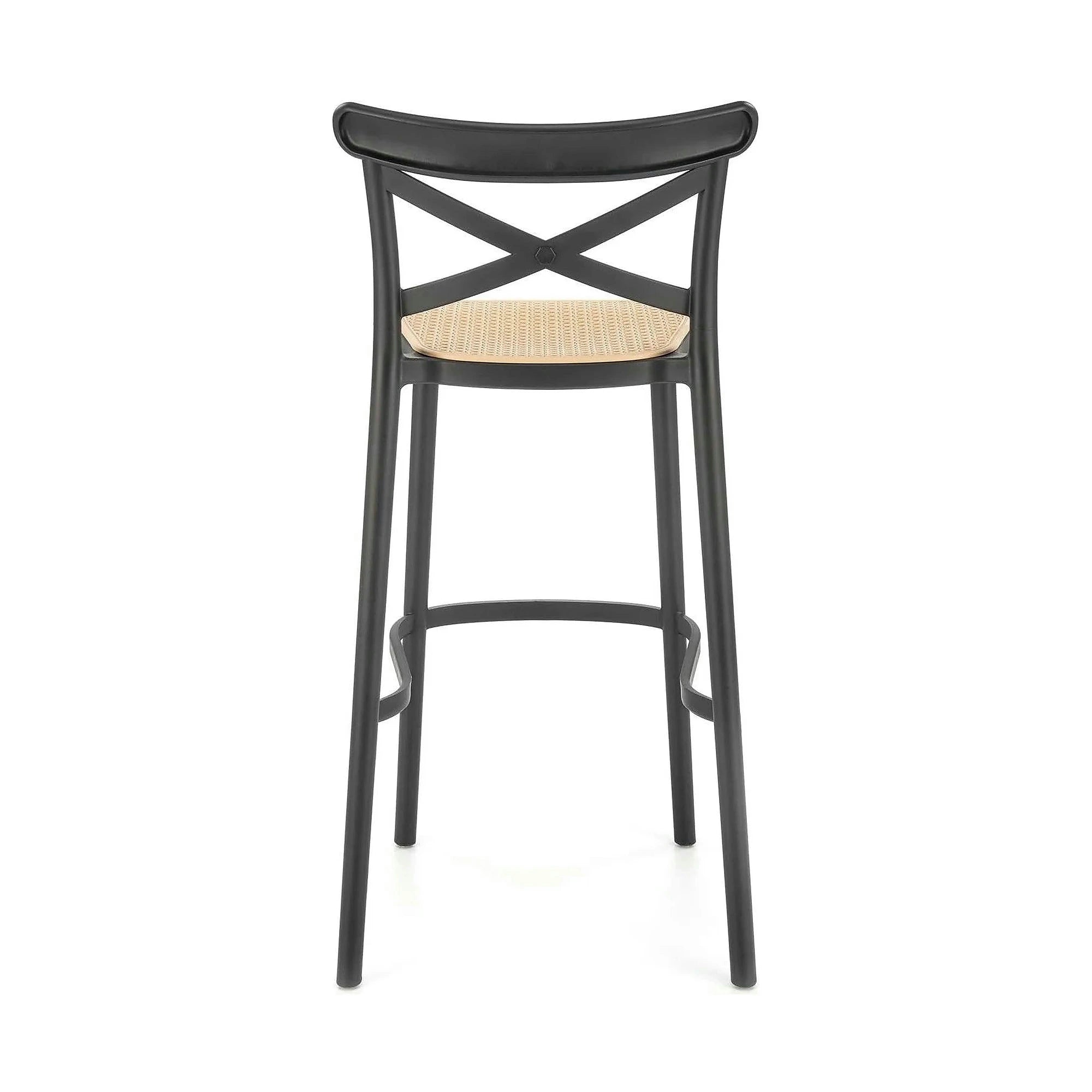 Scaun bar H111, crem/negru, polipropilena, 47x47x103 cm
