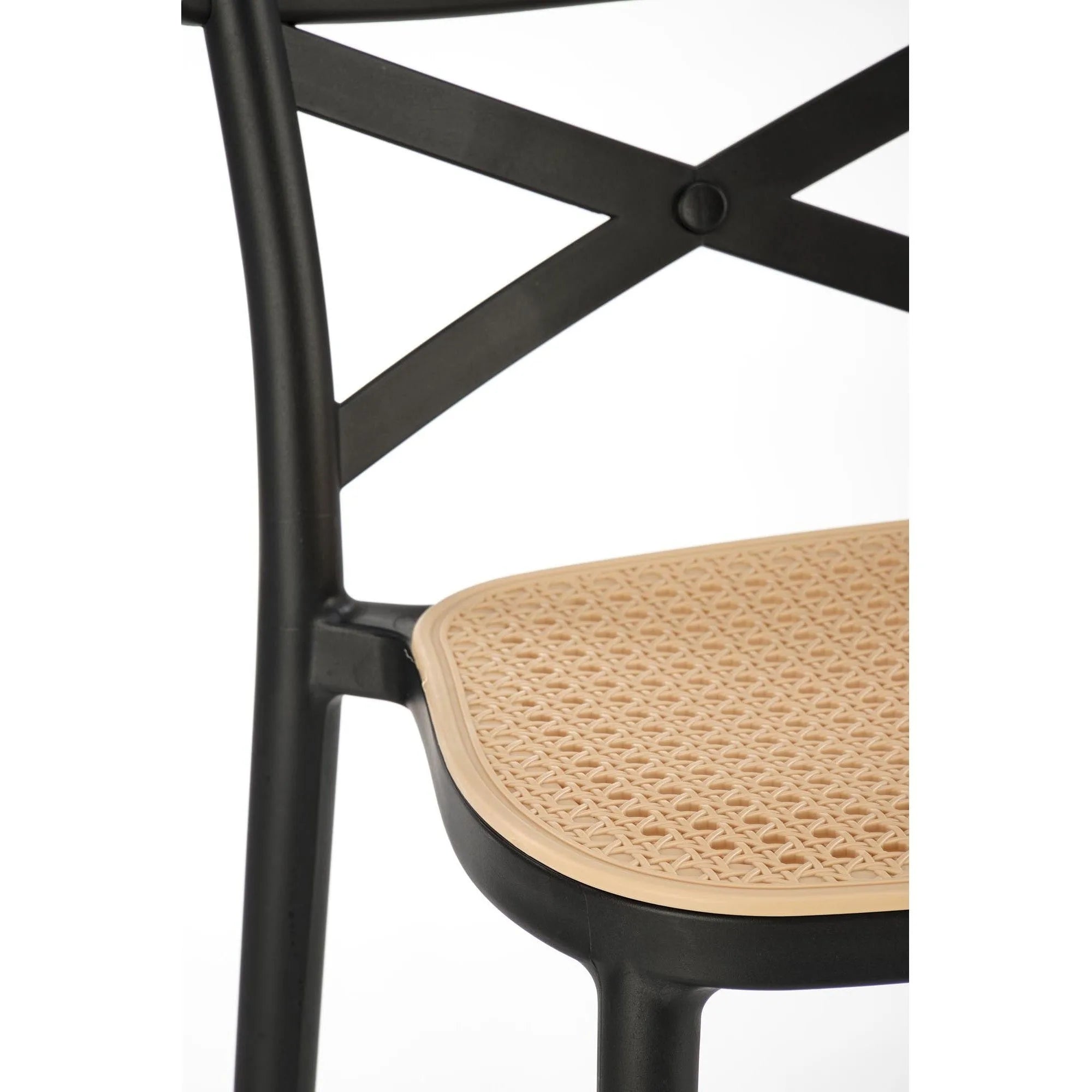 Scaun bar H111, crem/negru, polipropilena, 47x47x103 cm