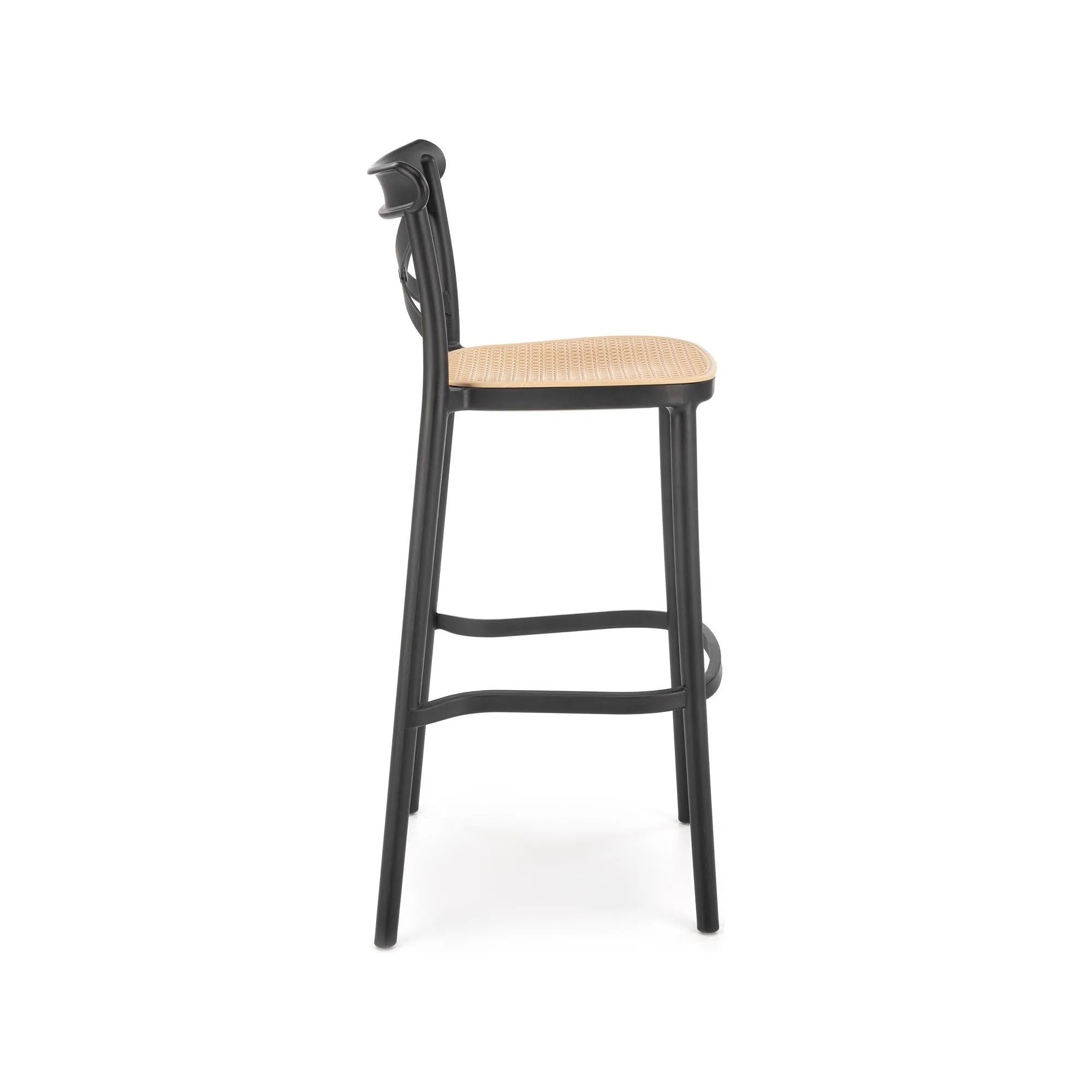 Scaun bar H111, crem/negru, polipropilena, 47x47x103 cm