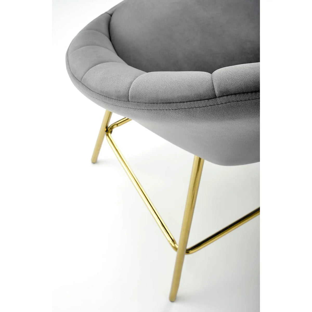 Scaun bar H112, gri/auriu, stofa catifelata/otel, 58x52x87 cm