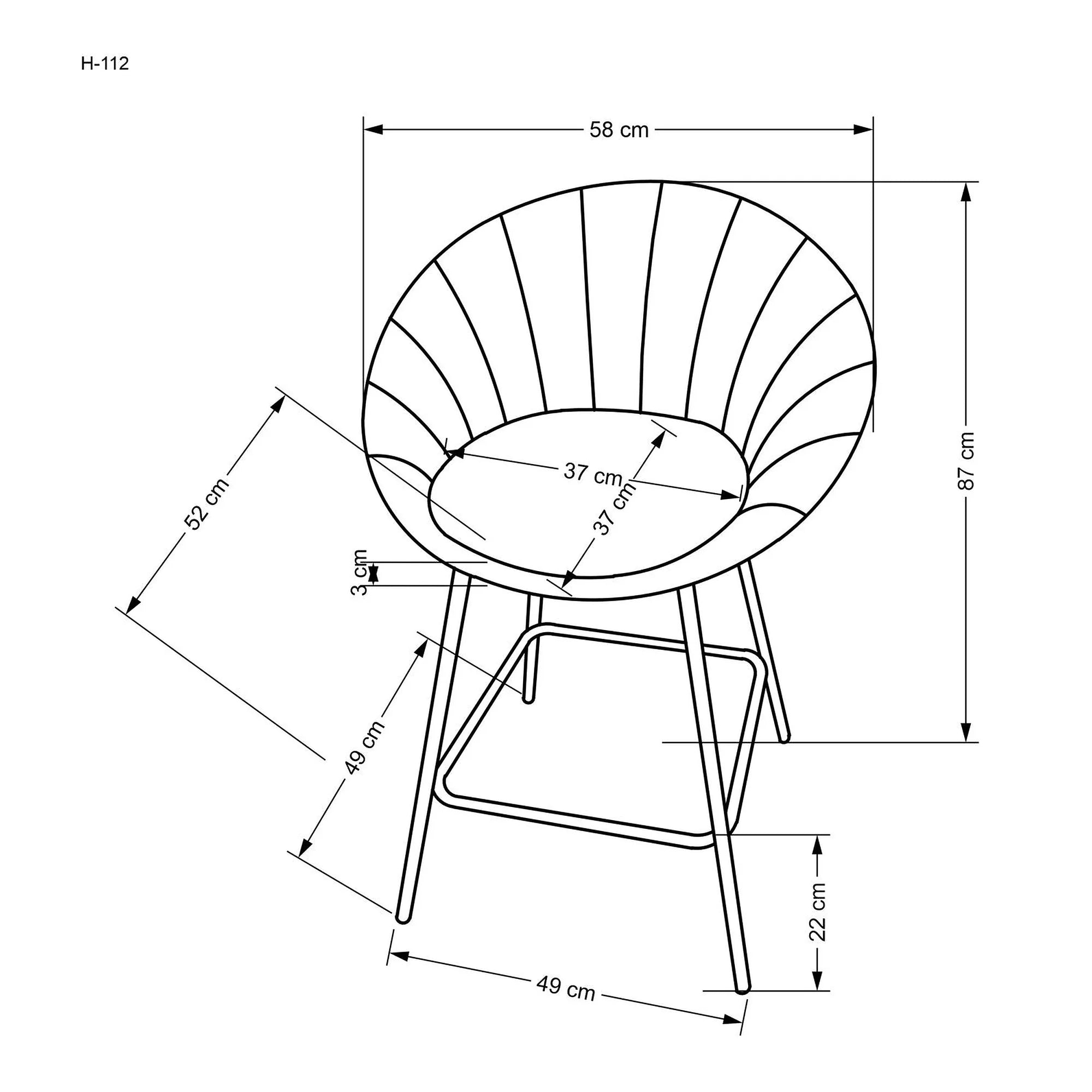 Scaun bar H112, gri/auriu, stofa catifelata/otel, 58x52x87 cm