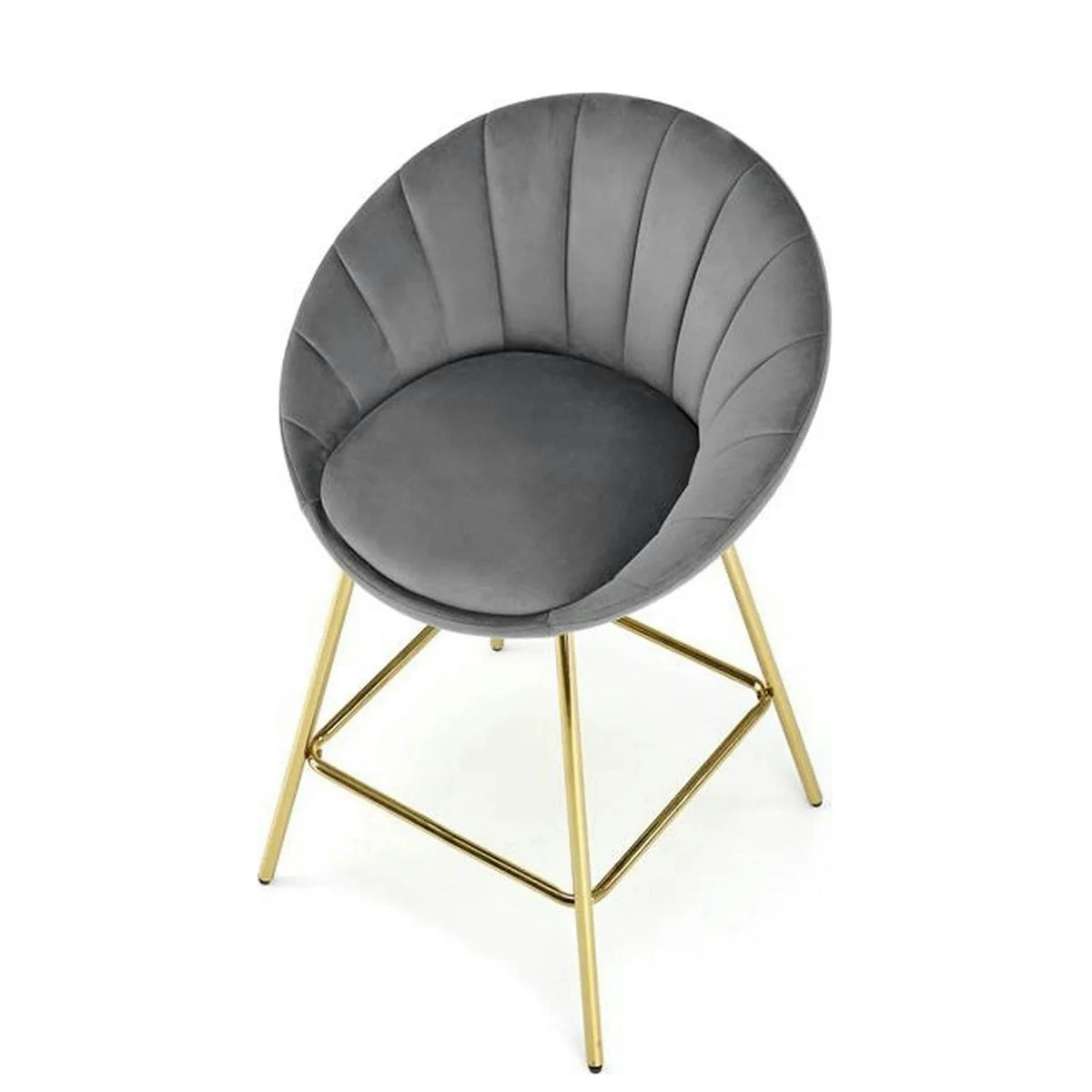 Scaun bar H112, gri/auriu, stofa catifelata/otel, 58x52x87 cm
