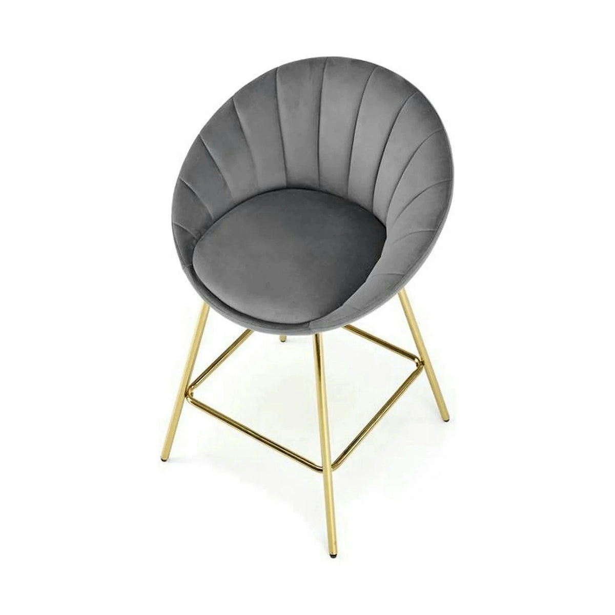 Scaun bar H112, gri/auriu, stofa catifelata/otel, 58x52x87 cm