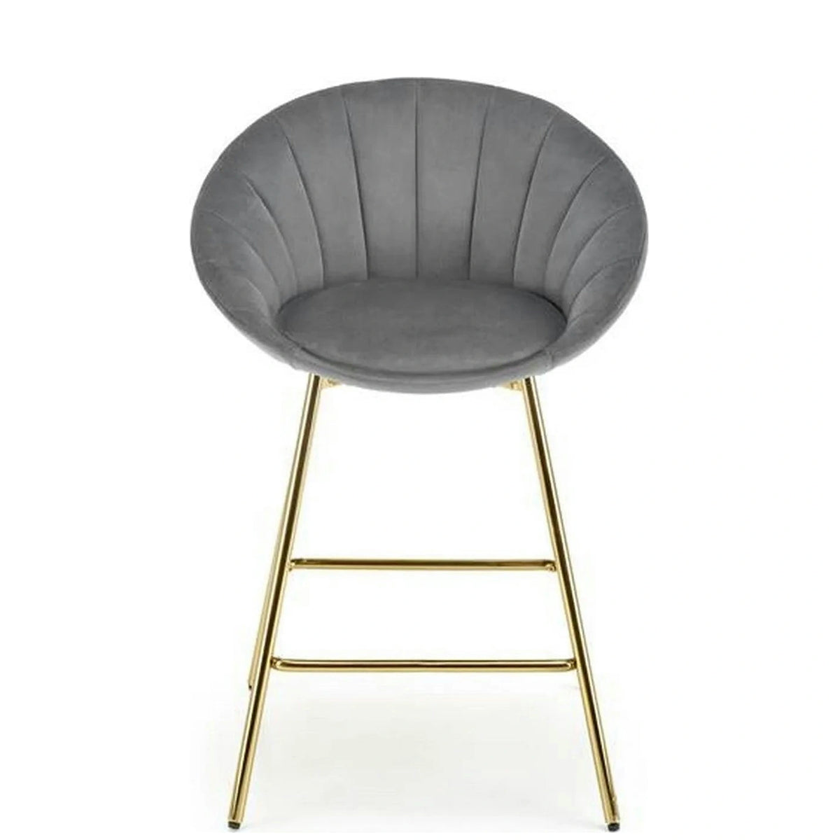 Scaun bar H112, gri/auriu, stofa catifelata/otel, 58x52x87 cm