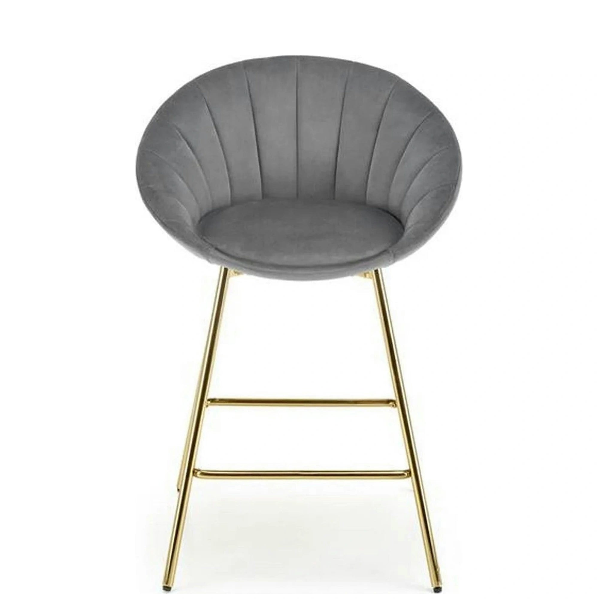 Scaun bar H112, gri/auriu, stofa catifelata/otel, 58x52x87 cm