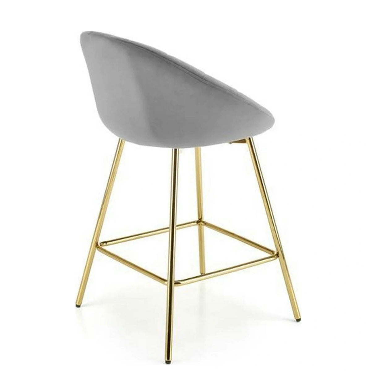 Scaun bar H112, gri/auriu, stofa catifelata/otel, 58x52x87 cm