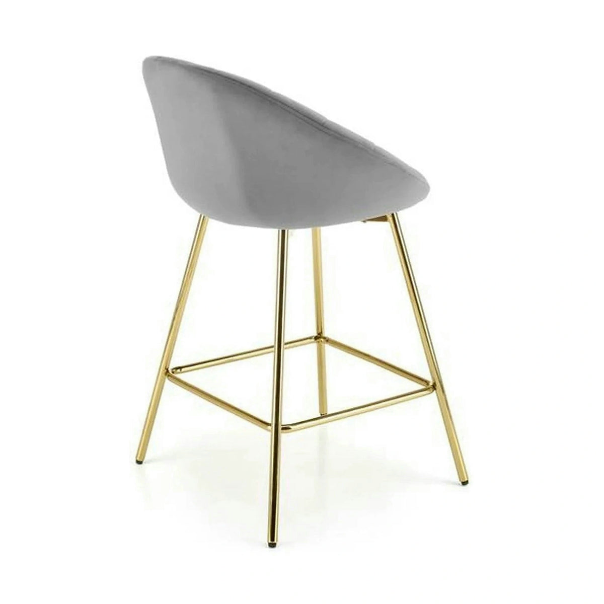 Scaun bar H112, gri/auriu, stofa catifelata/otel, 58x52x87 cm