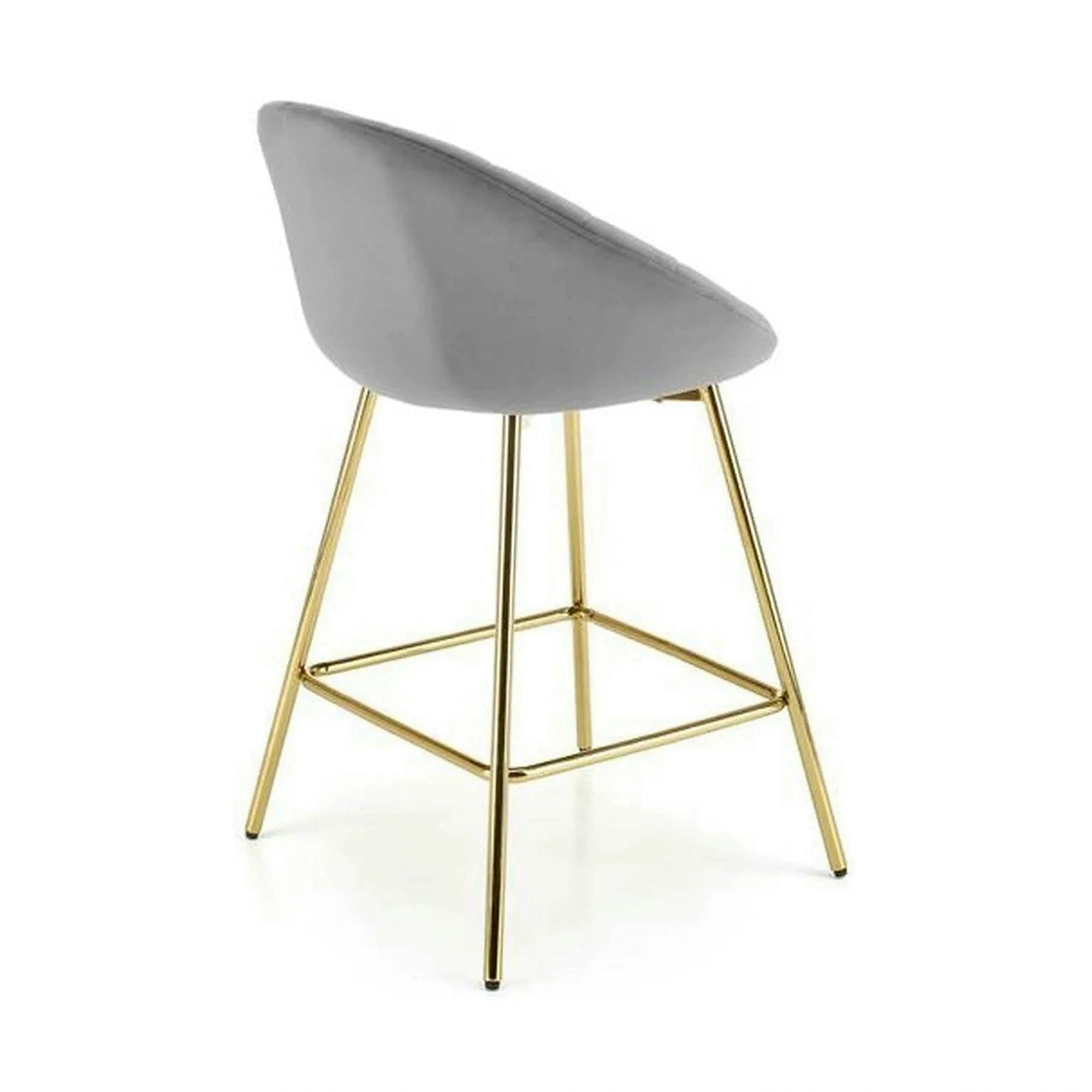 Scaun bar H112, gri/auriu, stofa catifelata/otel, 58x52x87 cm