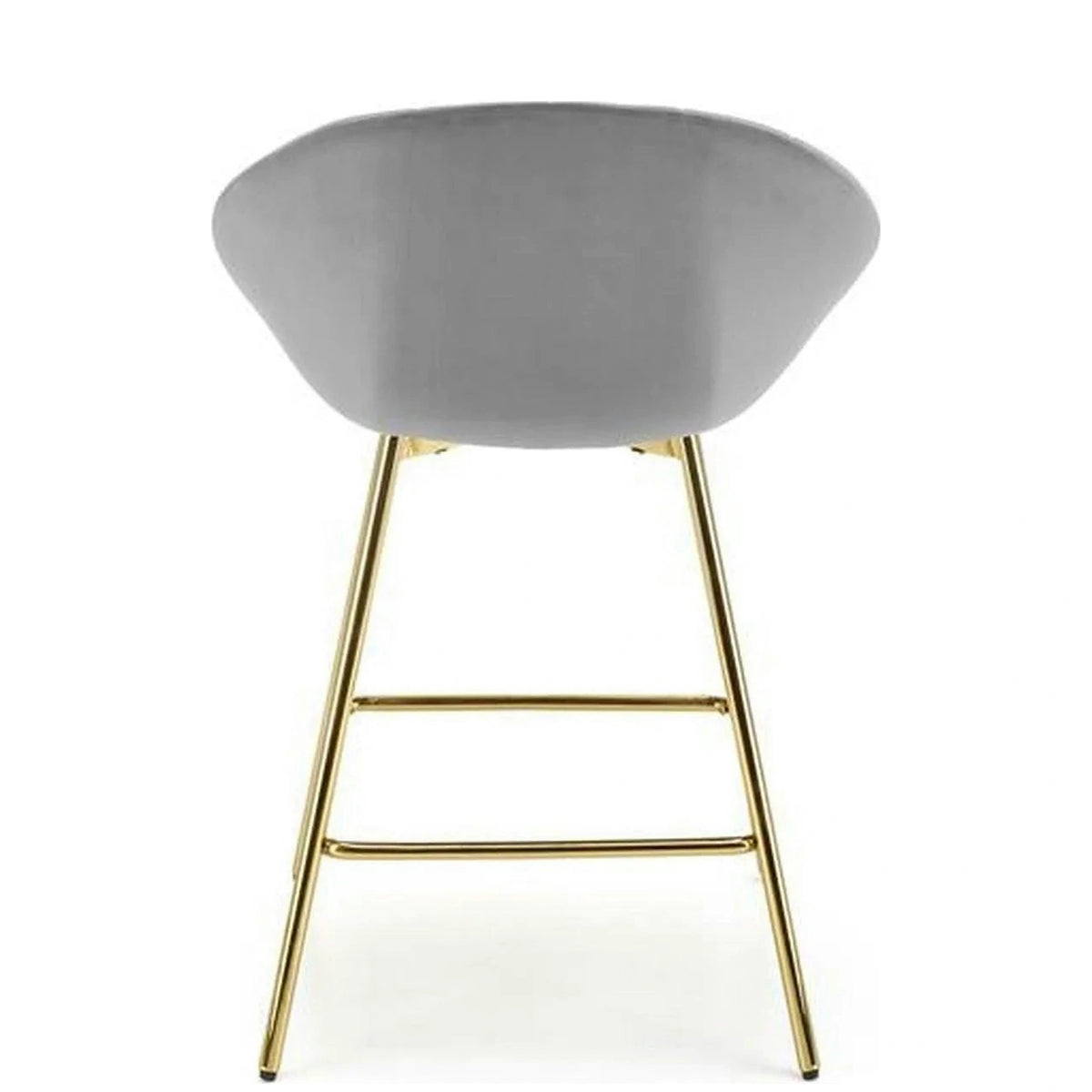 Scaun bar H112, gri/auriu, stofa catifelata/otel, 58x52x87 cm
