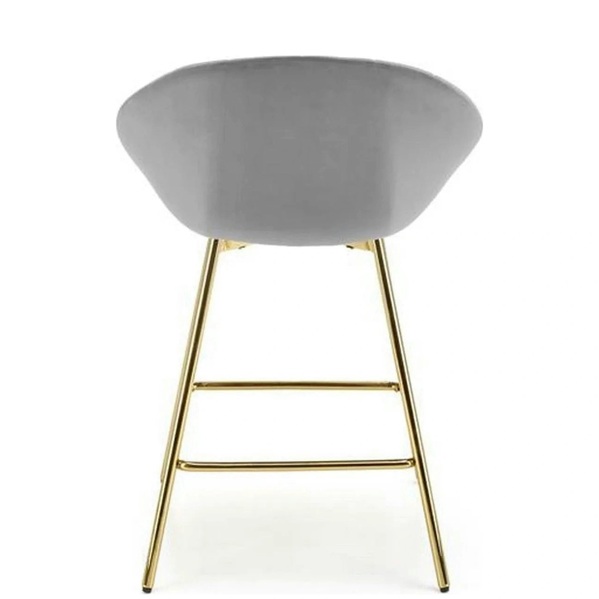 Scaun bar H112, gri/auriu, stofa catifelata/otel, 58x52x87 cm