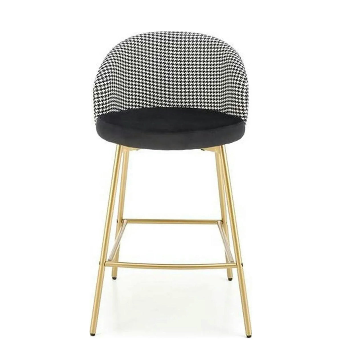 Scaun bar H113, negru/gri/auriu, stofa catifelata/otel, 47x55x85 cm