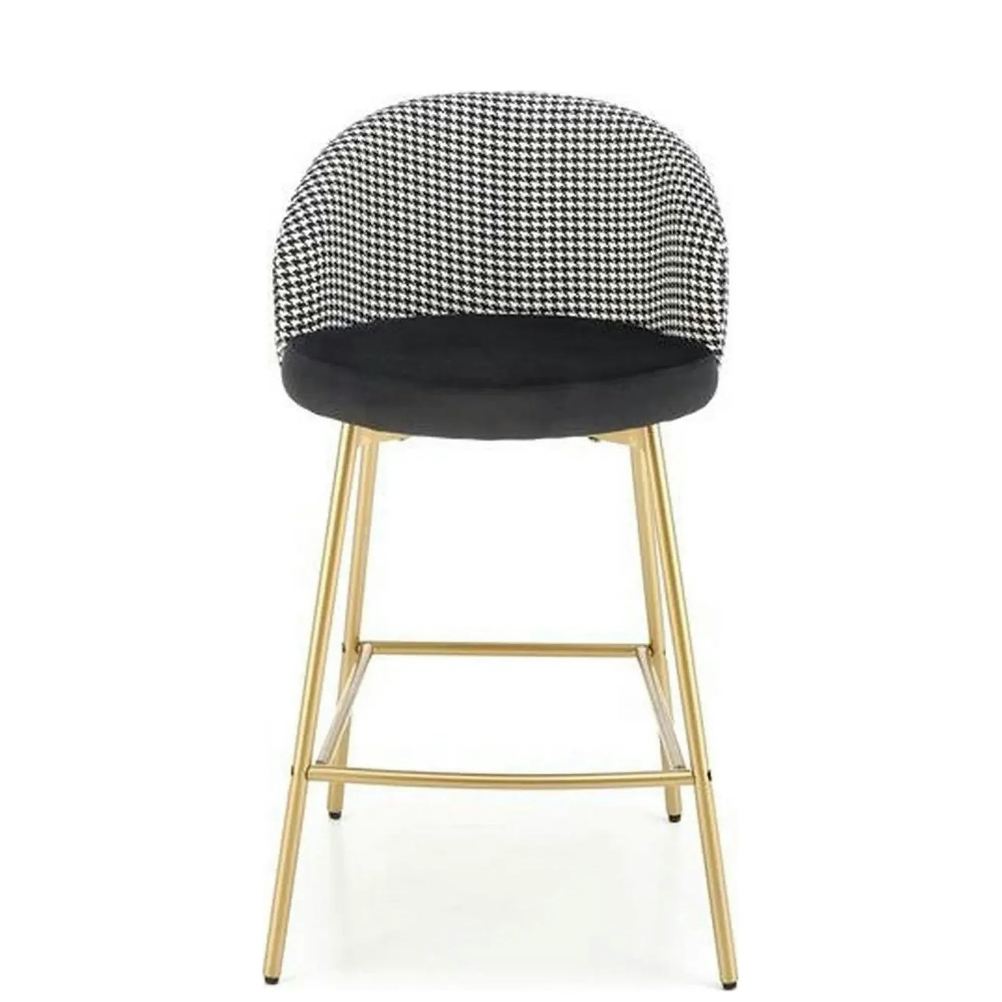 Scaun bar H113, negru/gri/auriu, stofa catifelata/otel, 47x55x85 cm