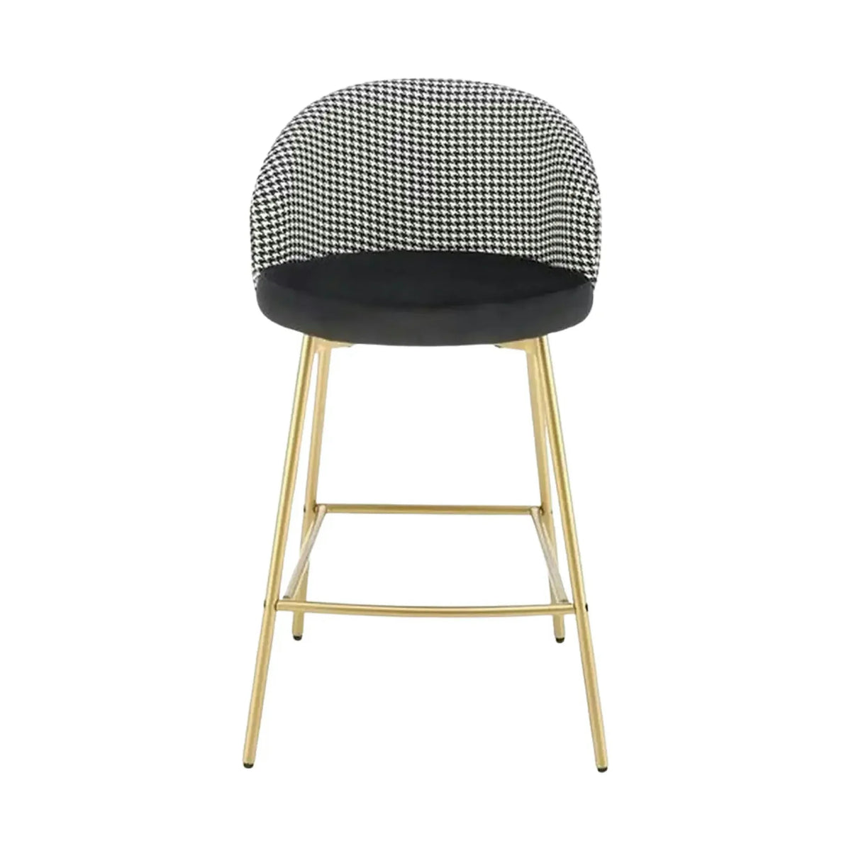 Scaun bar H113, negru/gri/auriu, stofa catifelata/otel, 47x55x85 cm