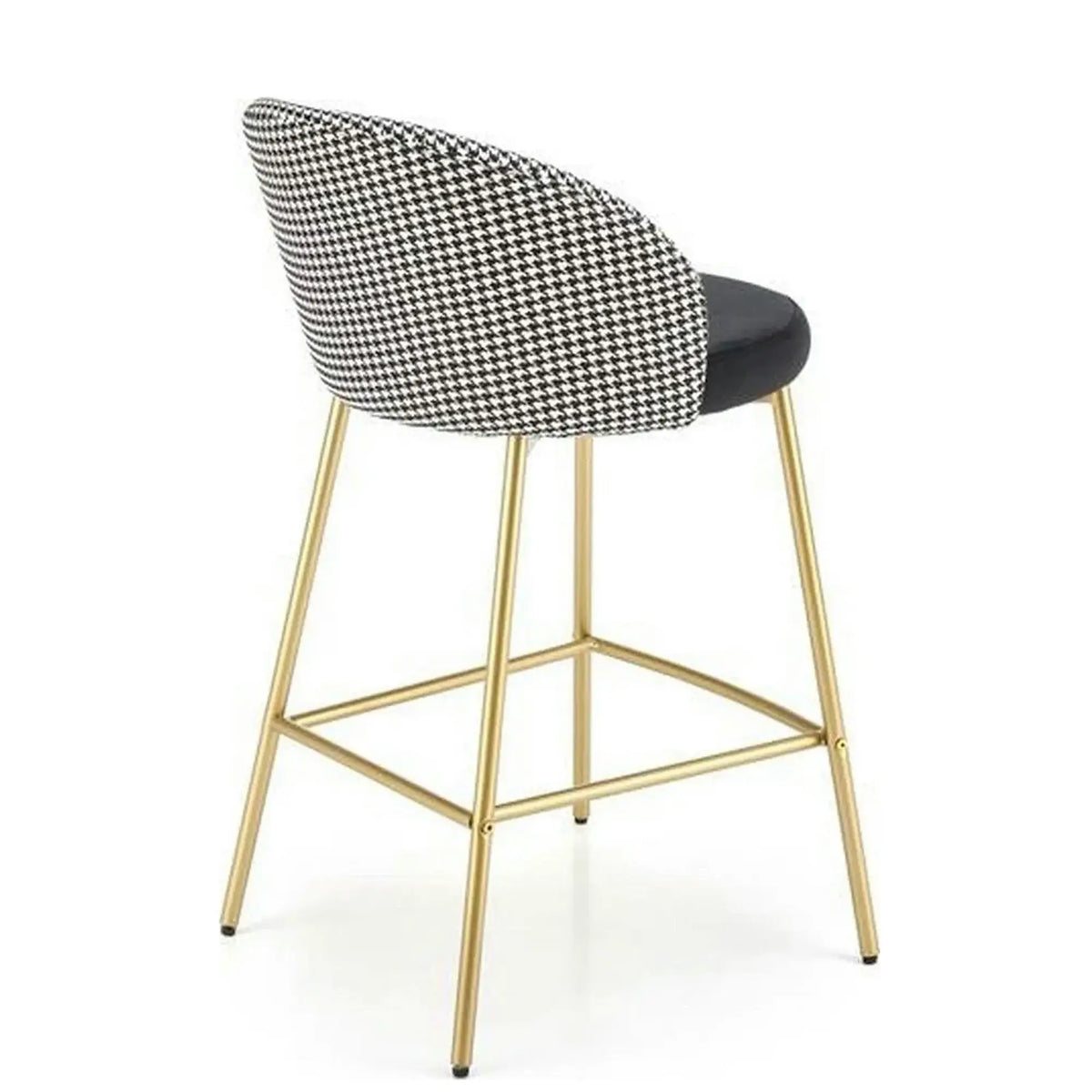 Scaun bar H113, negru/gri/auriu, stofa catifelata/otel, 47x55x85 cm