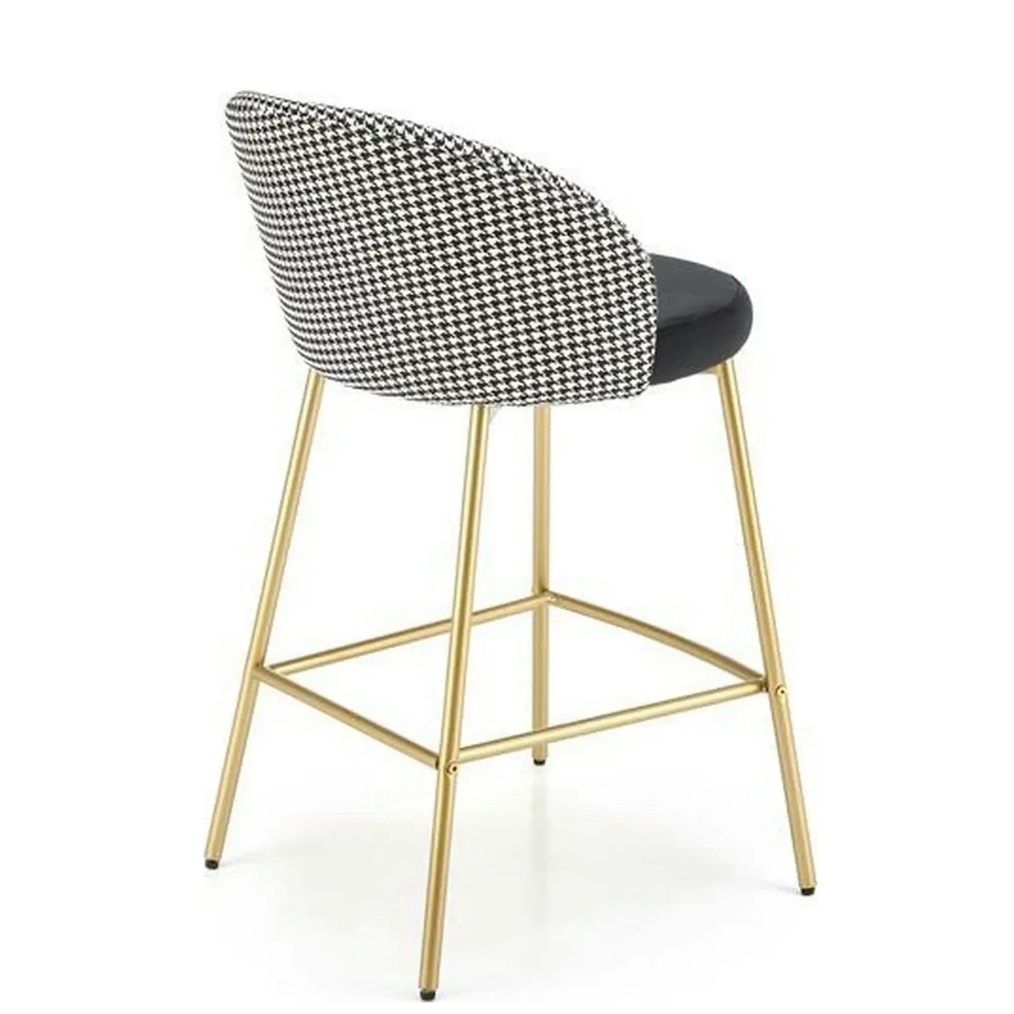 Scaun bar H113, negru/gri/auriu, stofa catifelata/otel, 47x55x85 cm