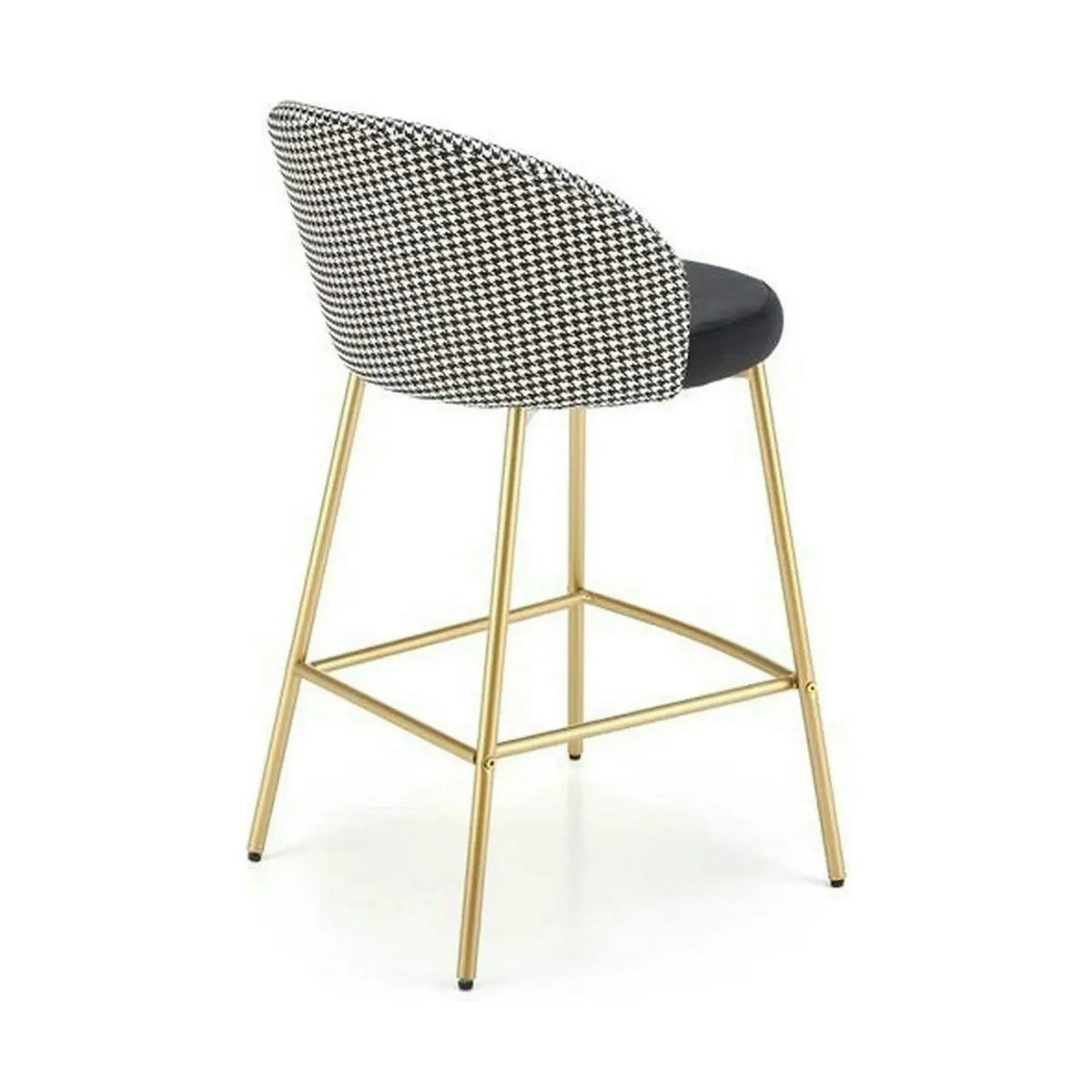 Scaun bar H113, negru/gri/auriu, stofa catifelata/otel, 47x55x85 cm