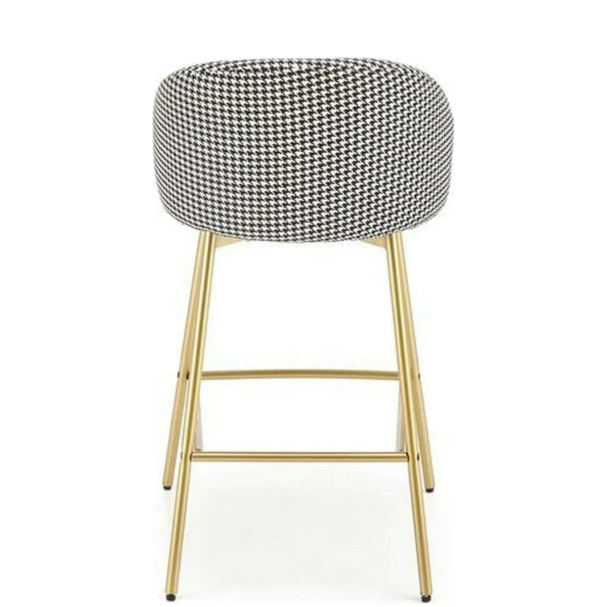 Scaun bar H113, negru/gri/auriu, stofa catifelata/otel, 47x55x85 cm