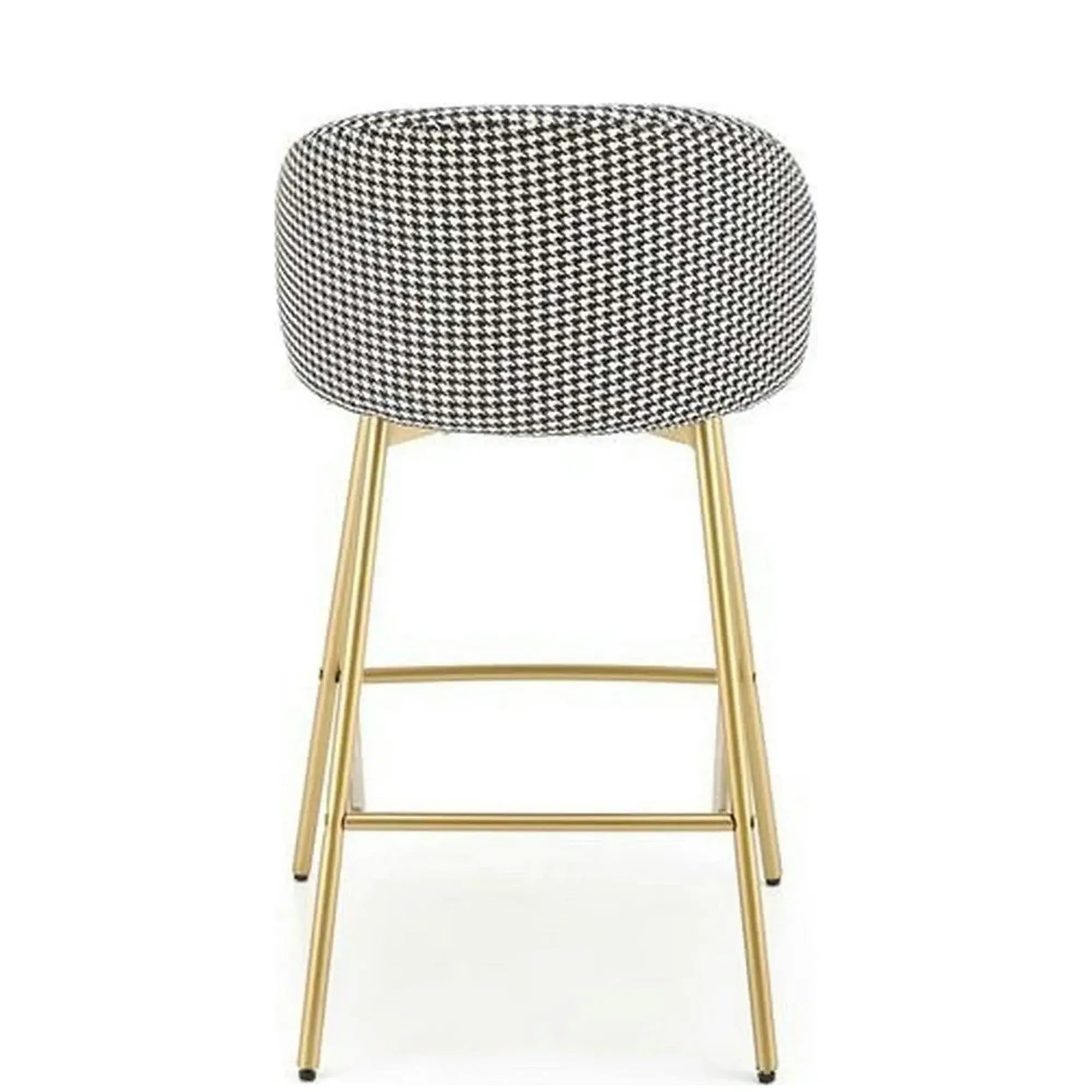 Scaun bar H113, negru/gri/auriu, stofa catifelata/otel, 47x55x85 cm