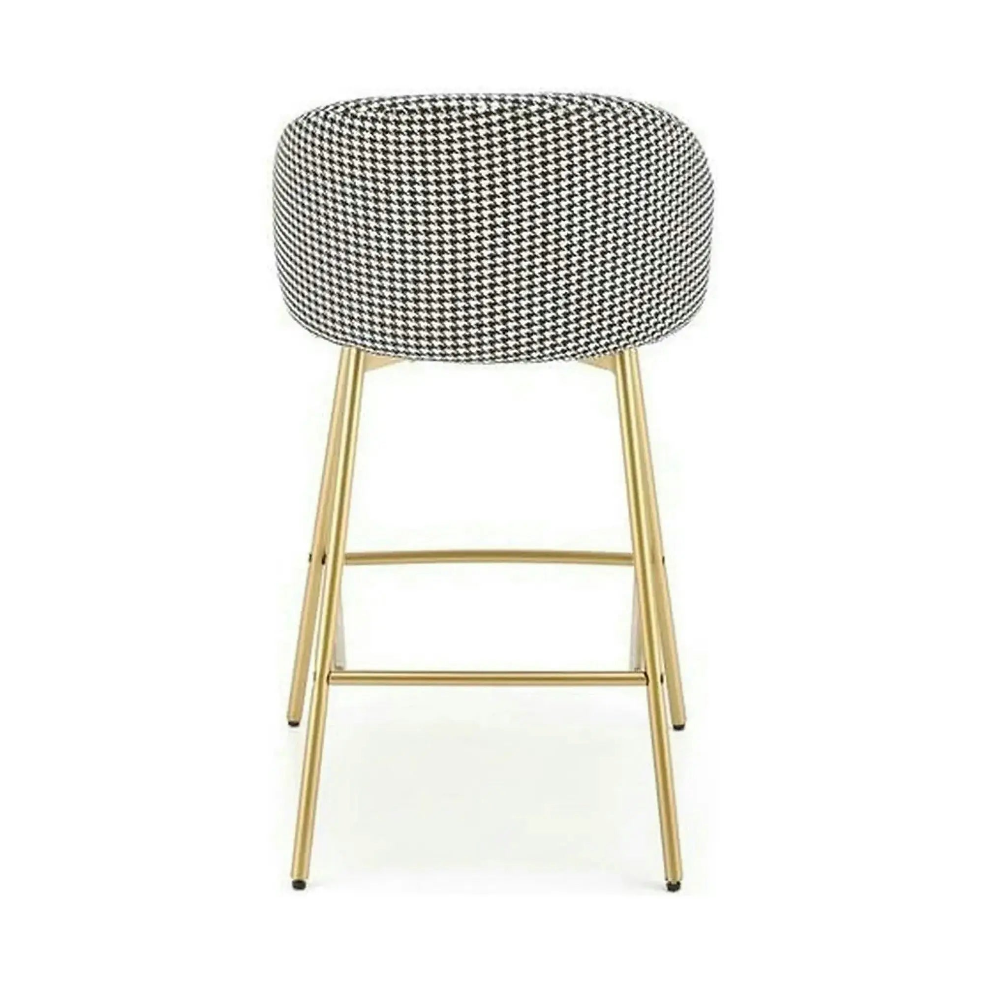 Scaun bar H113, negru/gri/auriu, stofa catifelata/otel, 47x55x85 cm