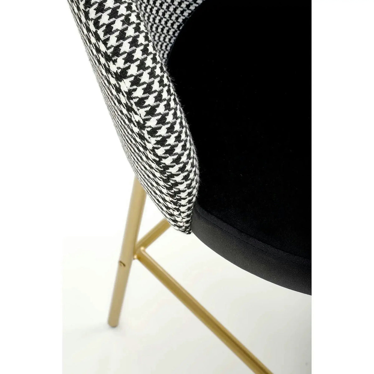 Scaun bar H113, negru/gri/auriu, stofa catifelata/otel, 47x55x85 cm