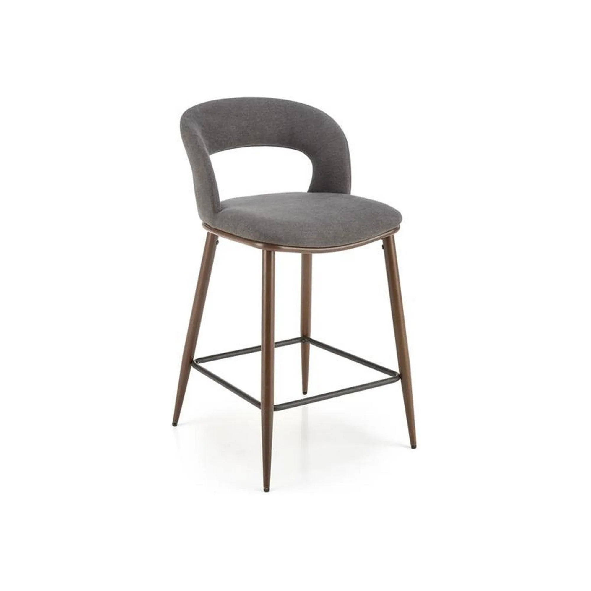 Scaun bar H114, gri/nuc, stofa clasica/otel, 48x52x92 cm